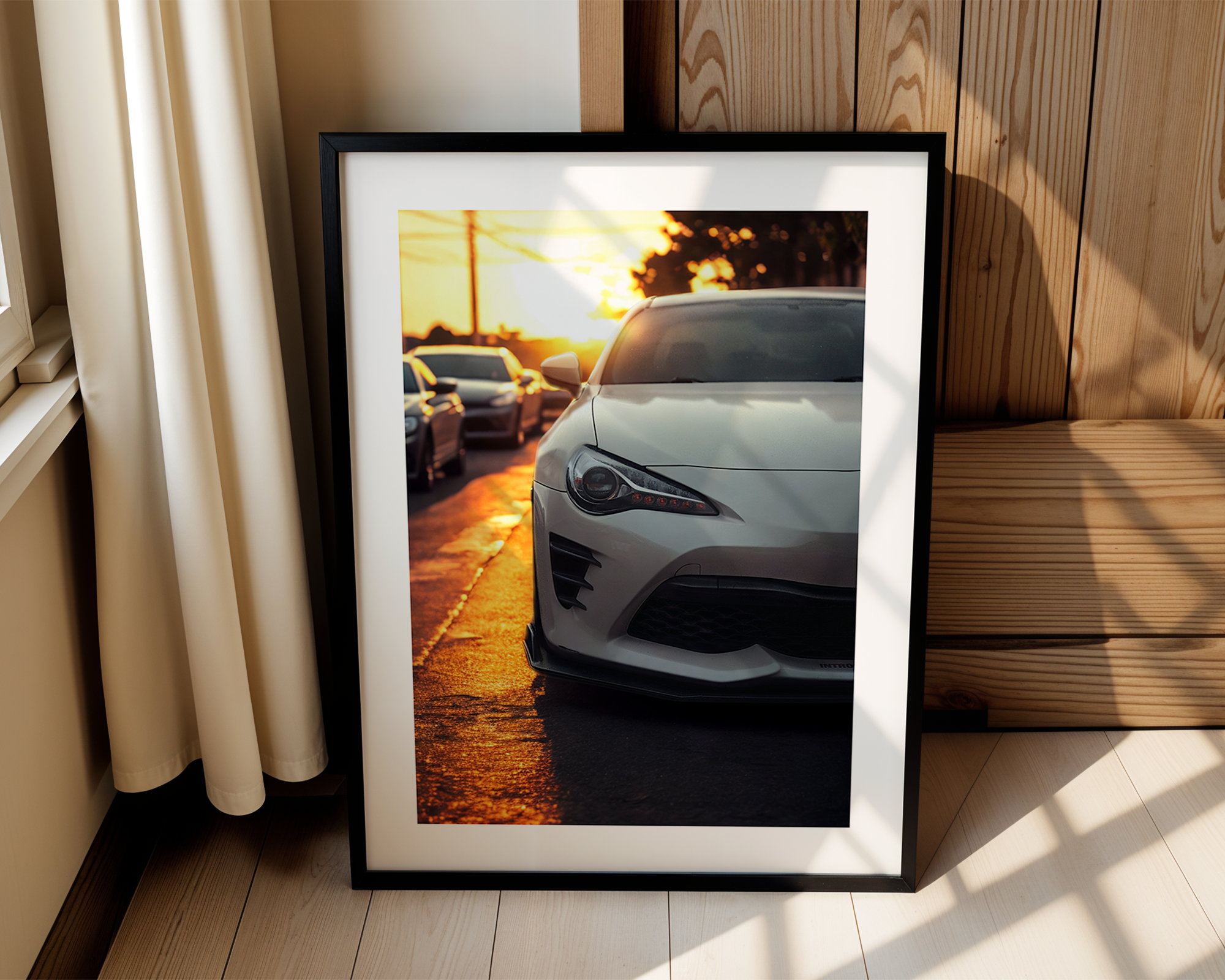 Toyota GT86 At Sunset – Modern Framed Automotive Poster