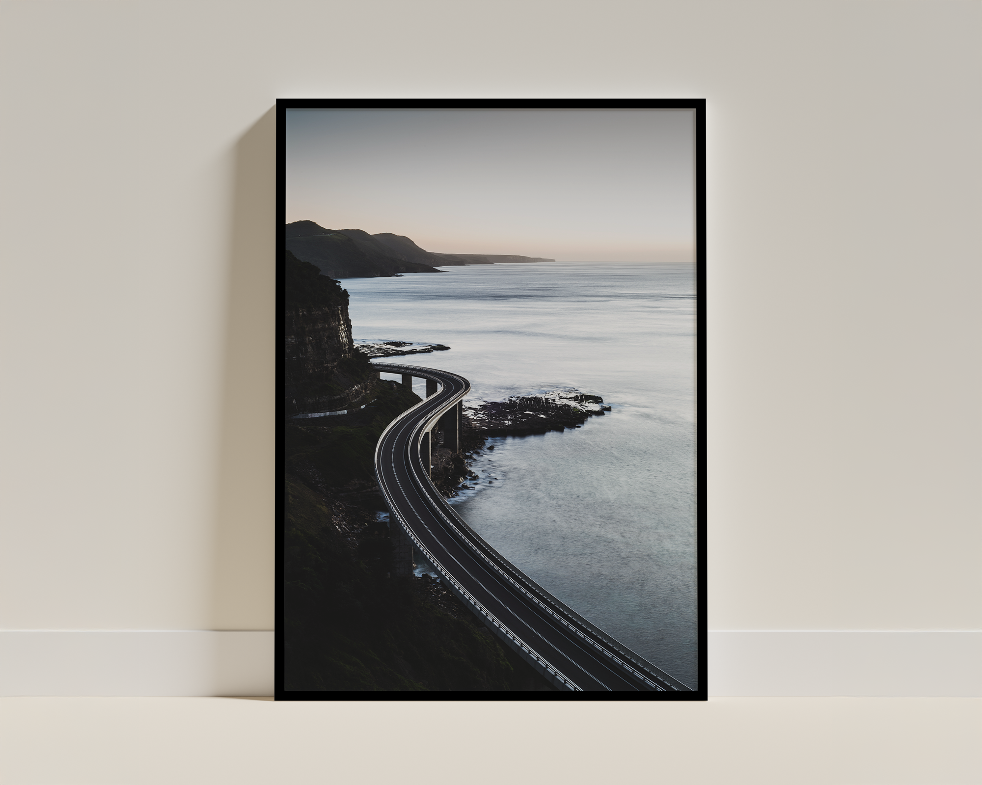 Elevated Coastal Road at the Water’s Edge – Framed Poster