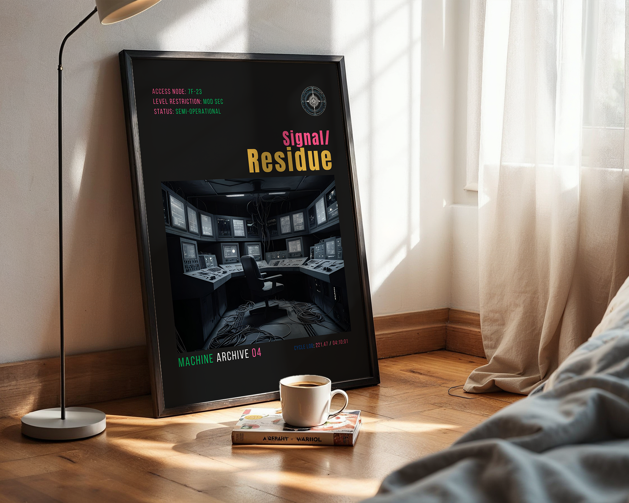 Signal Residue – Abstract Minimalist Framed Wall Art Print – Modern Design