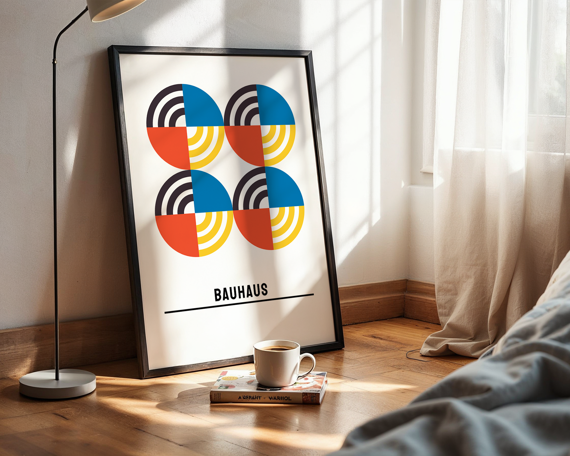 Mid-Century Graphic Wall Poster – Abstract Bauhaus Print