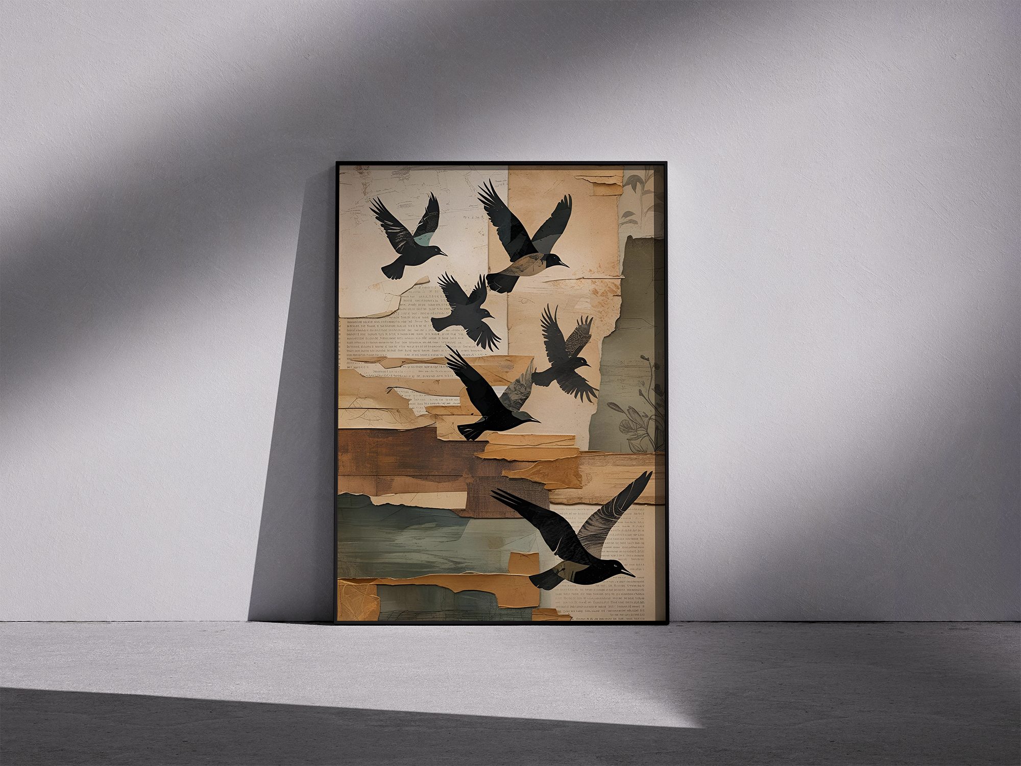 Flight Patterns – Abstract Birds in Motion Framed Poster