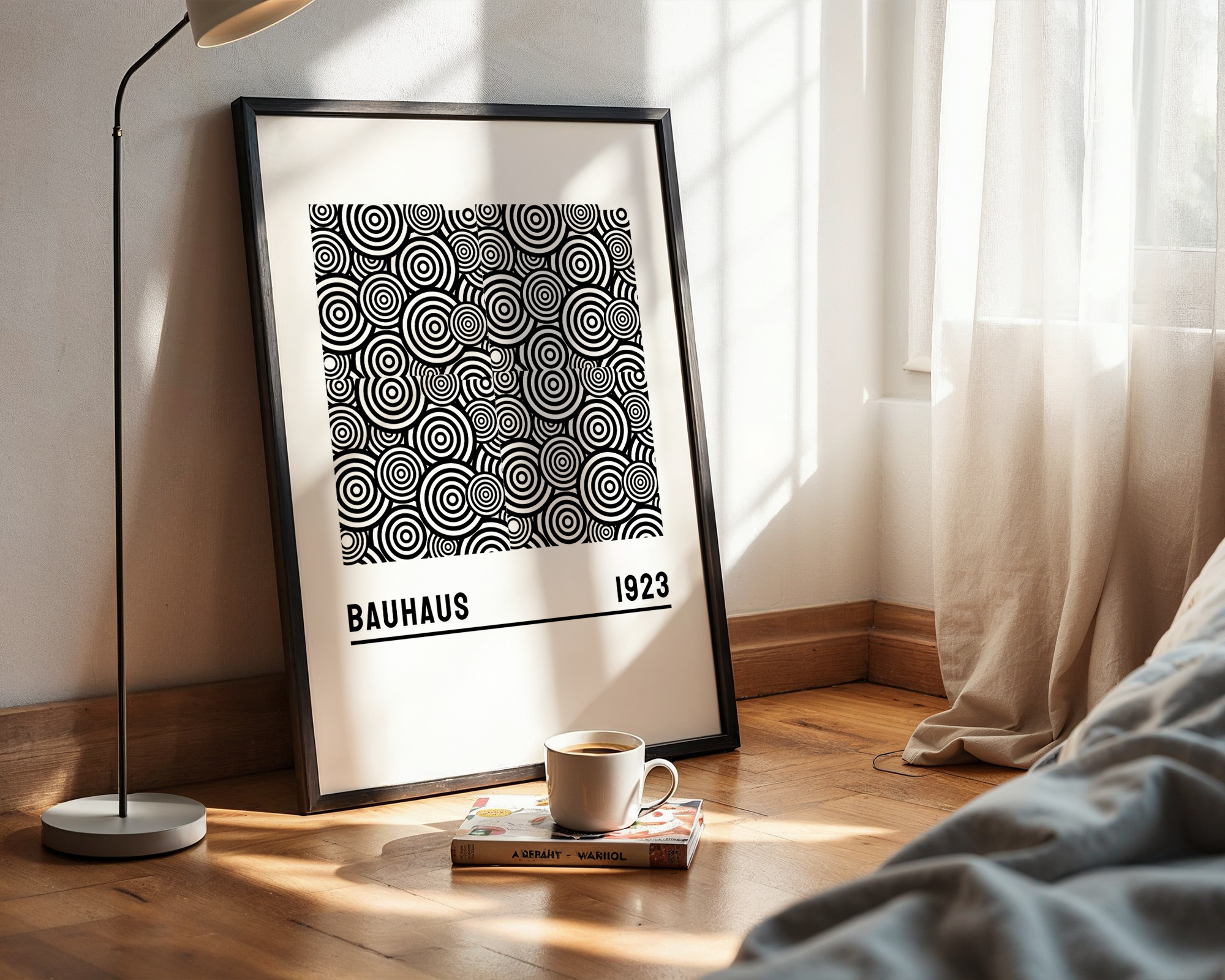 Mid-Century Interior Poster – Abstract Bauhaus Geometry