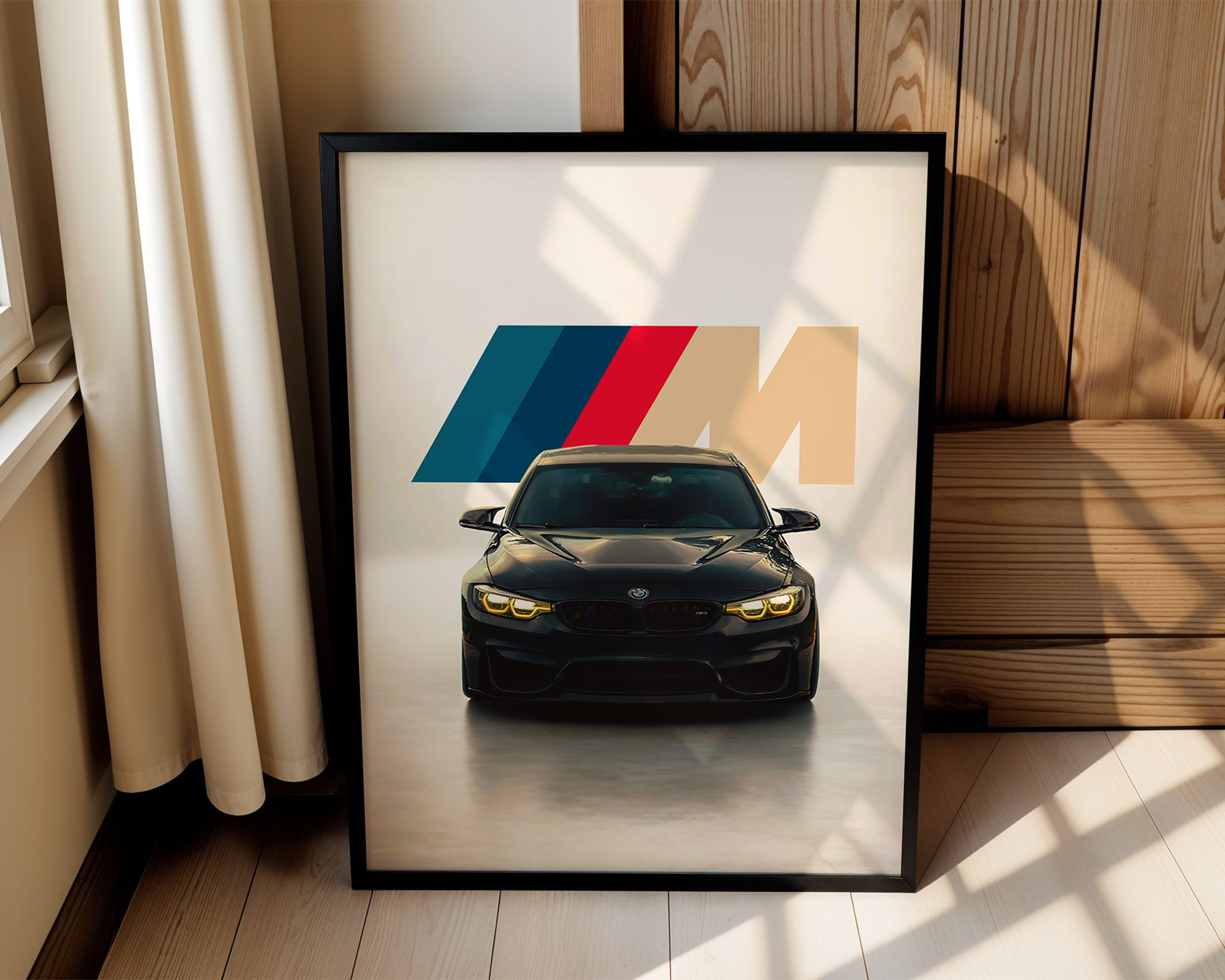 Black BMW M3 – Modern Framed Automotive Poster – For Car Enthusiast