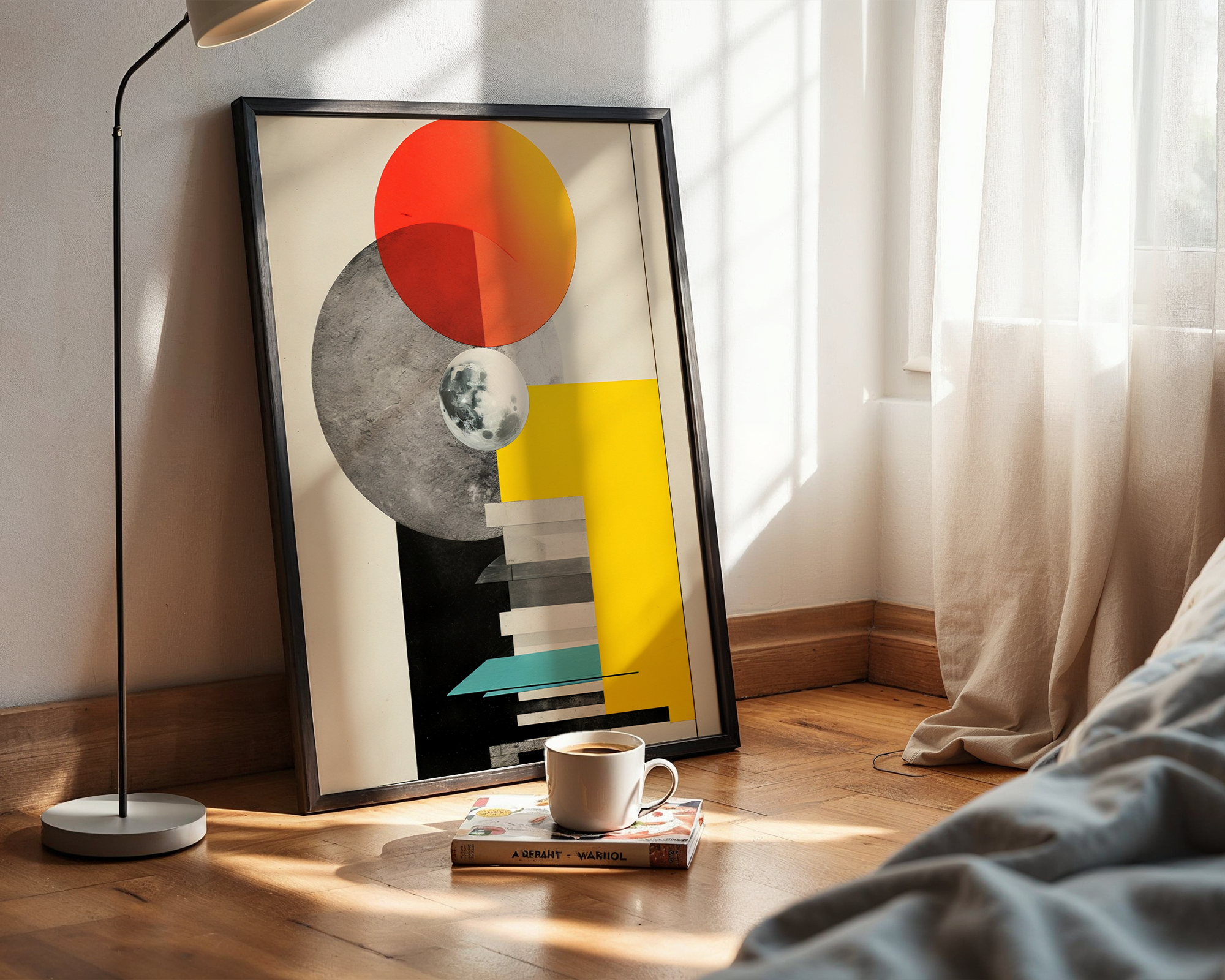 Geometric Abstract Bloom - Framed Design