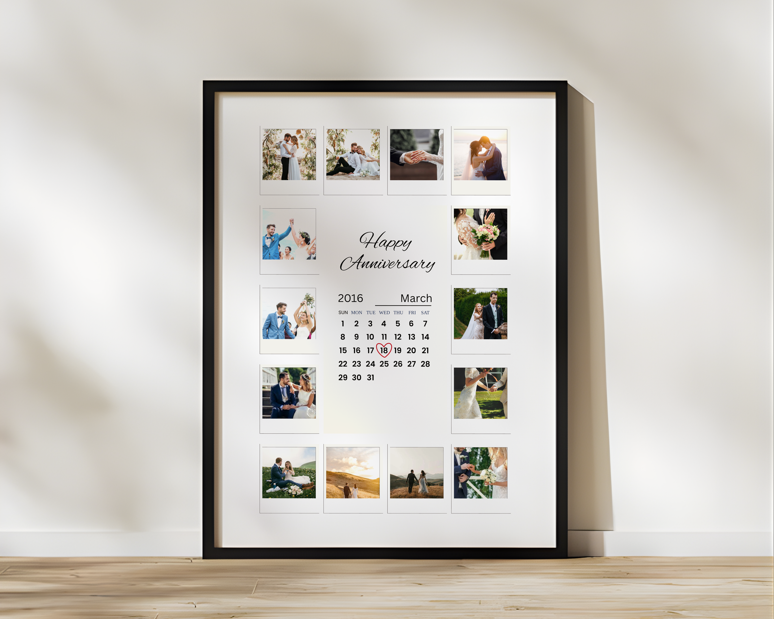 Happy Anniversary & Custom Galley And Date Framed Poster