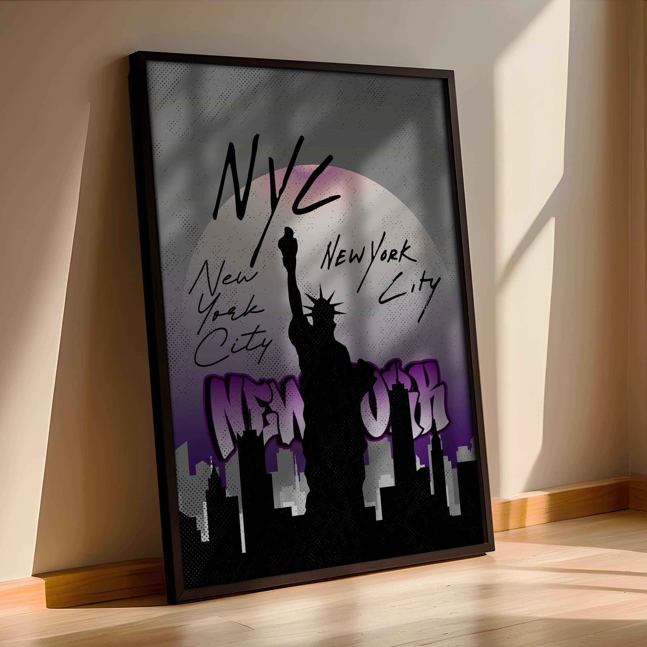 NYC Street Vibes – Graffiti-Style New York City Framed Poster