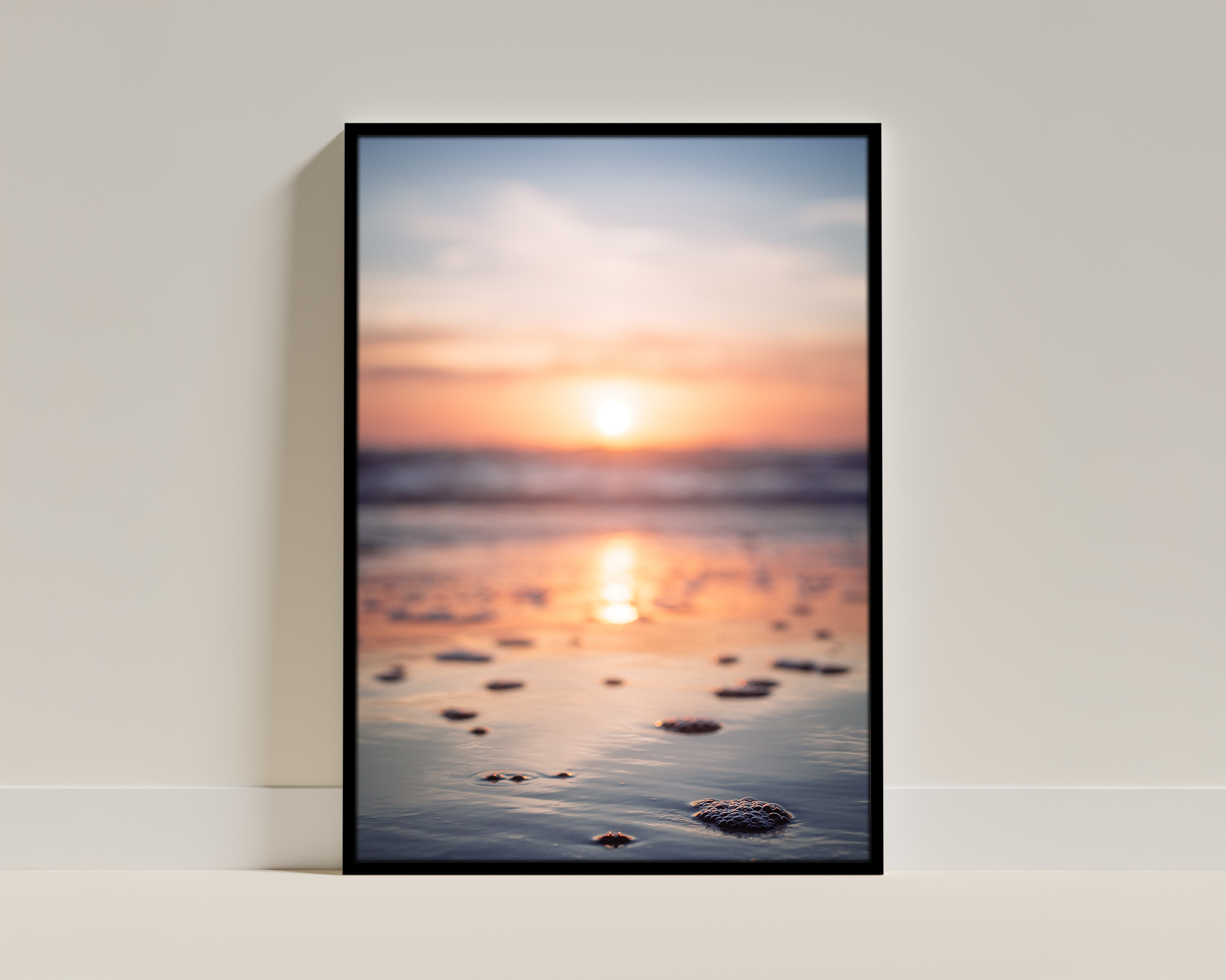 Golden Calm – Coastal Sunset Framed Wall Art