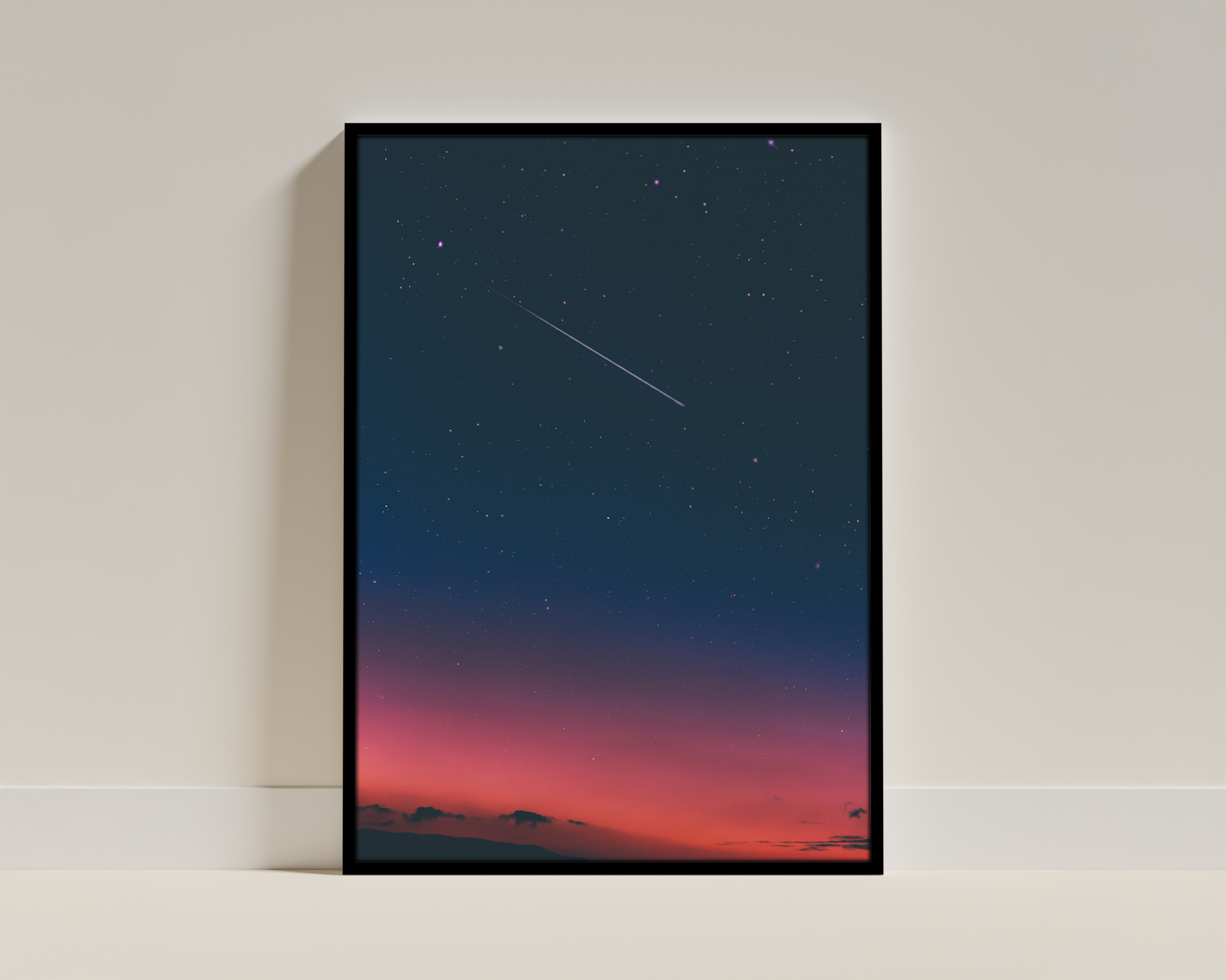 Shooting Star – Twilight Sky Framed Print