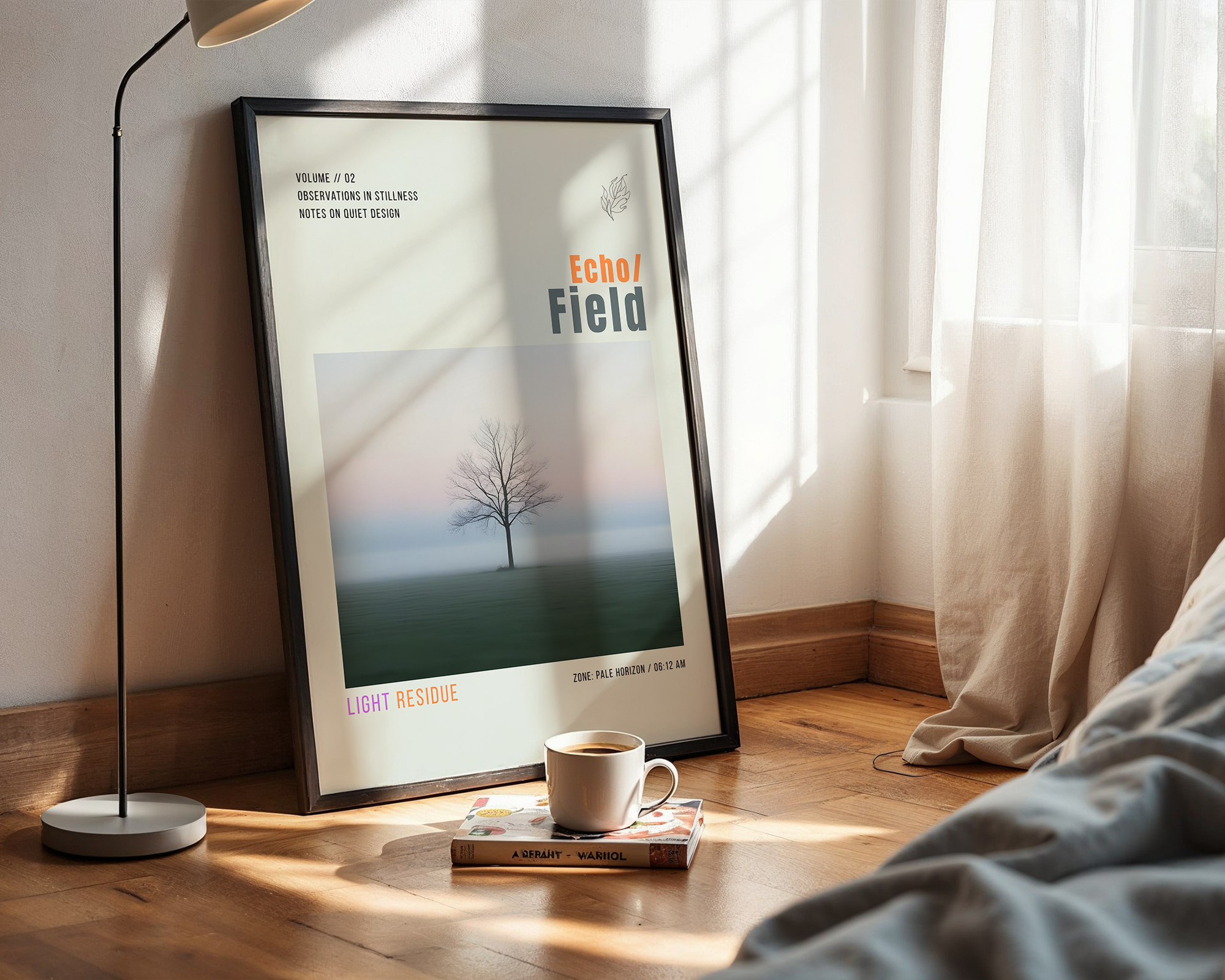 Echo Field – Abstract Minimalist Framed Wall Art Print – Modern Design