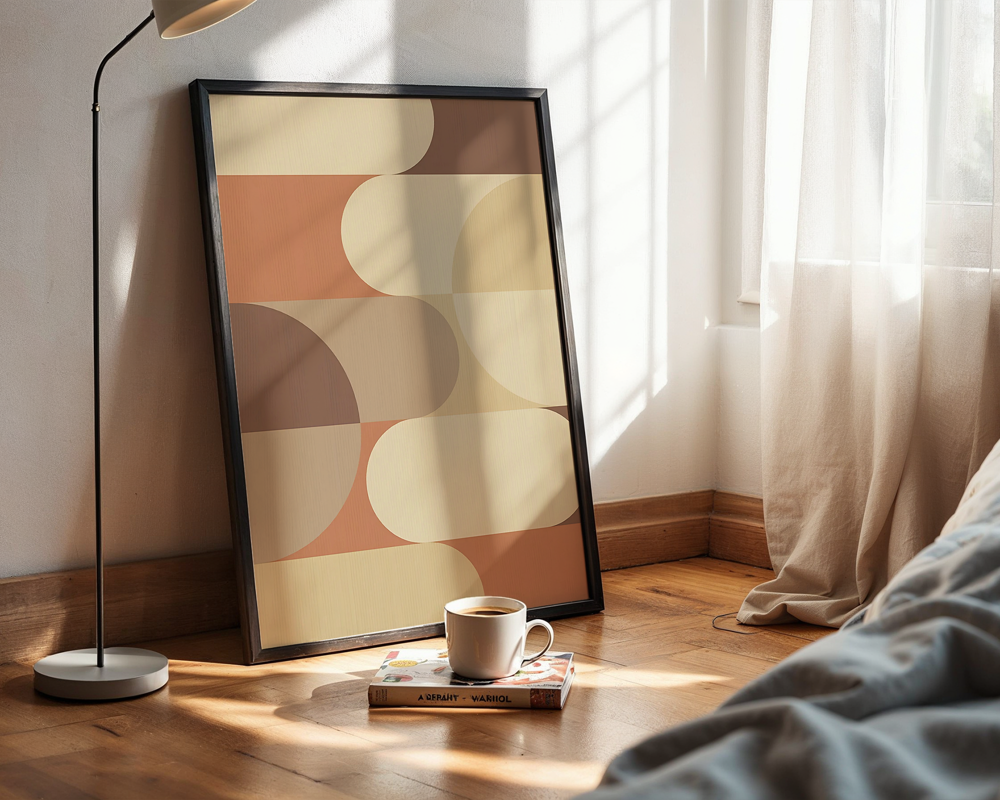 Minimalist Abstract Wall Art – Neutral Geometric Shapes in Beige & Terracotta