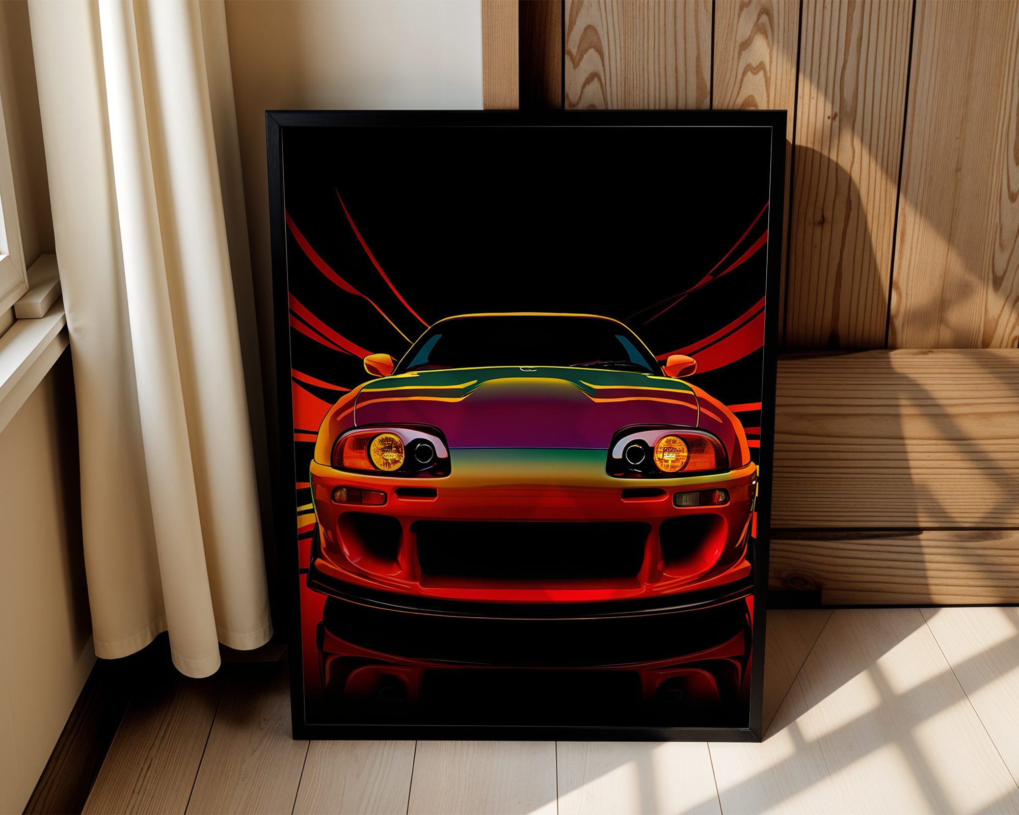 Neon Fury - Toyota Supra MK4 - Vibrant Framed Art Print