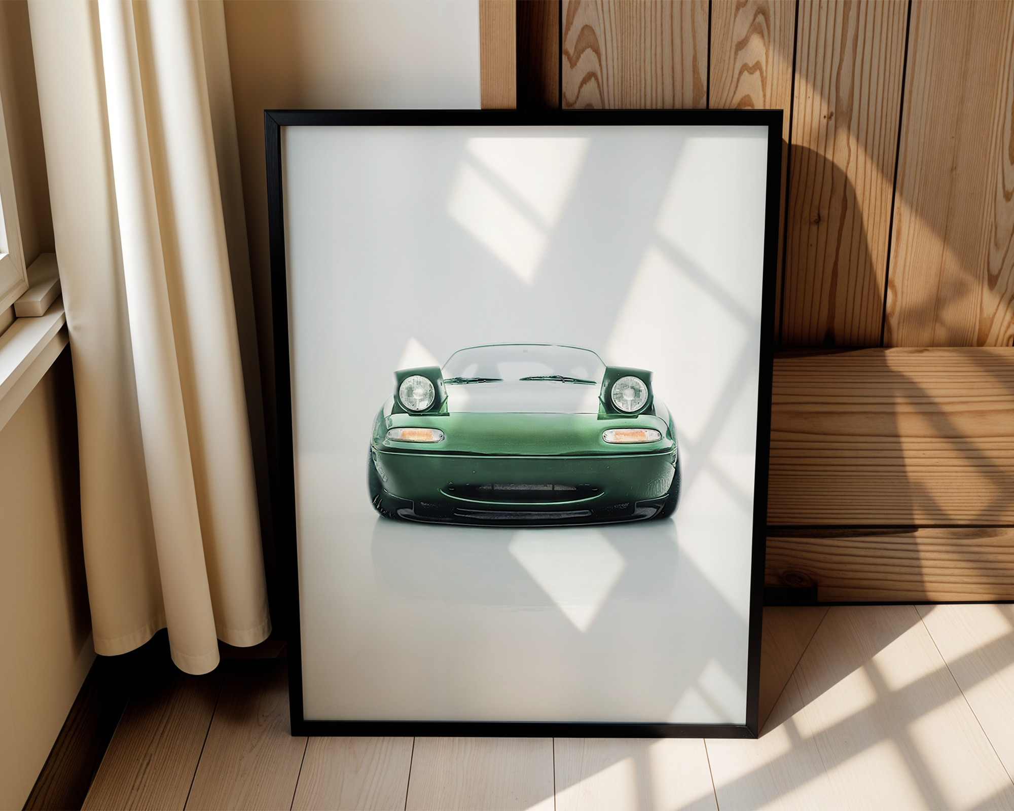Green Mazda Miata – Modern Framed Automotive Poster