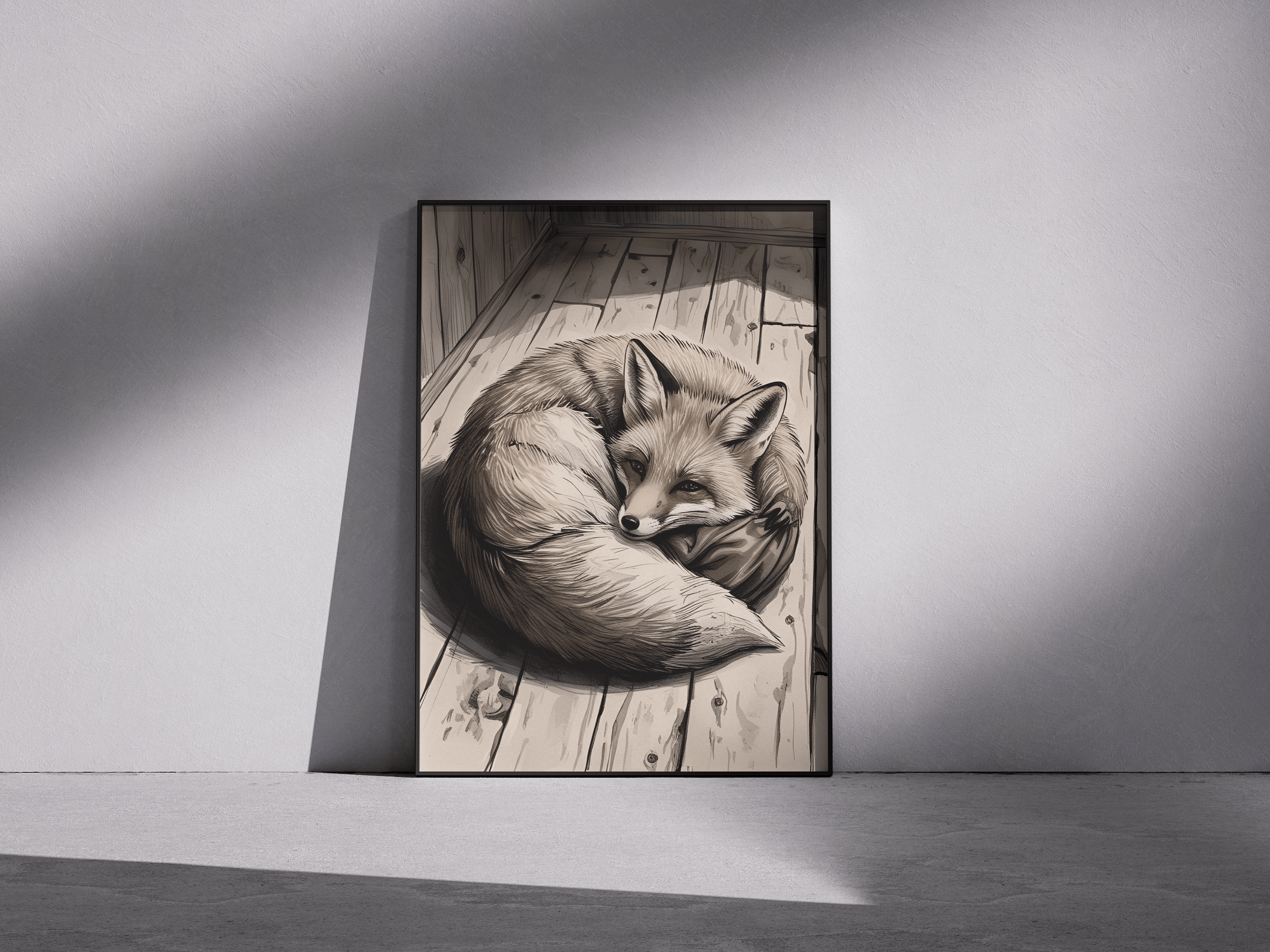 Cozy Fox - Rustic Woodland Animal Framed Wall Art