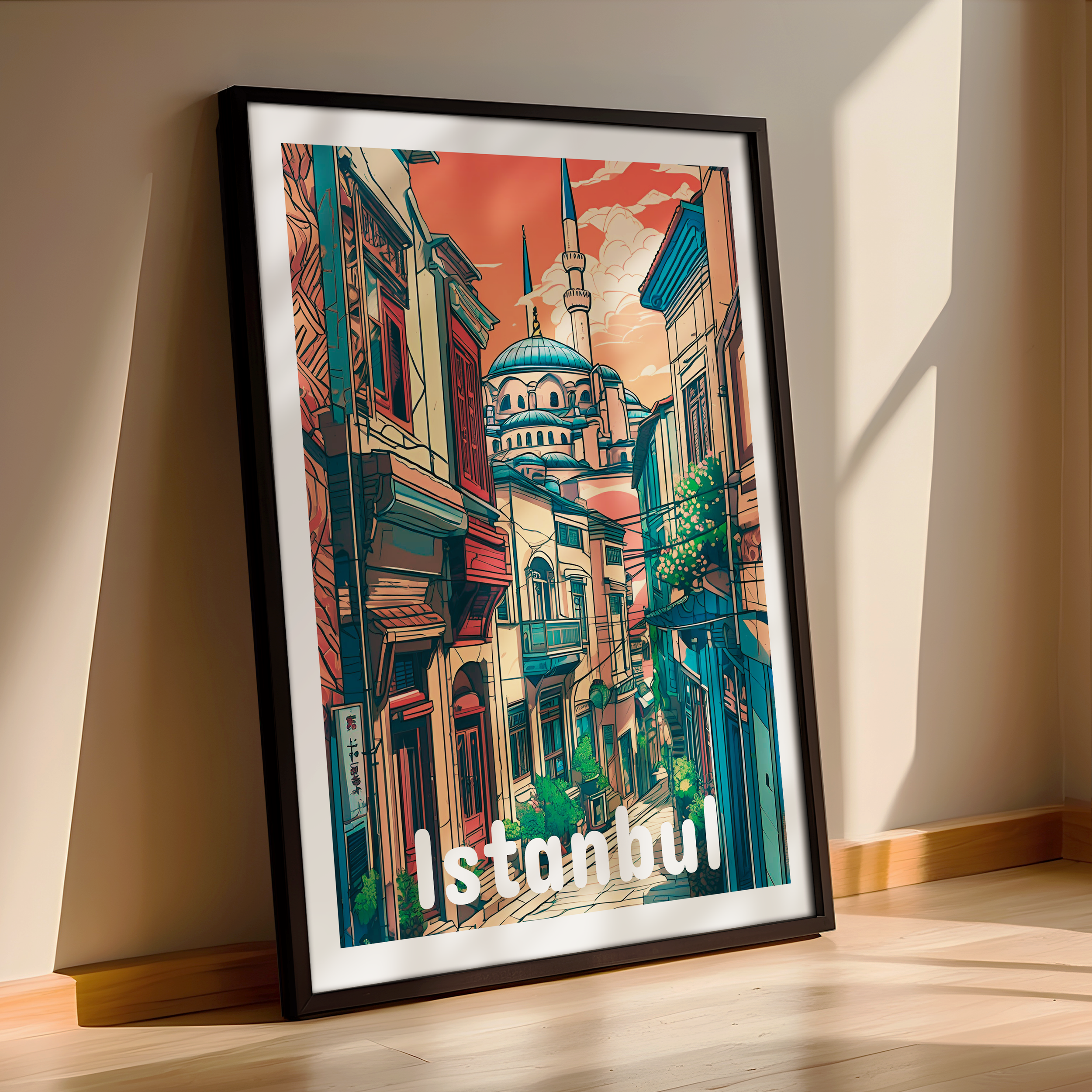 Illustrated Istanbul Poster – A Modern Framed Print 