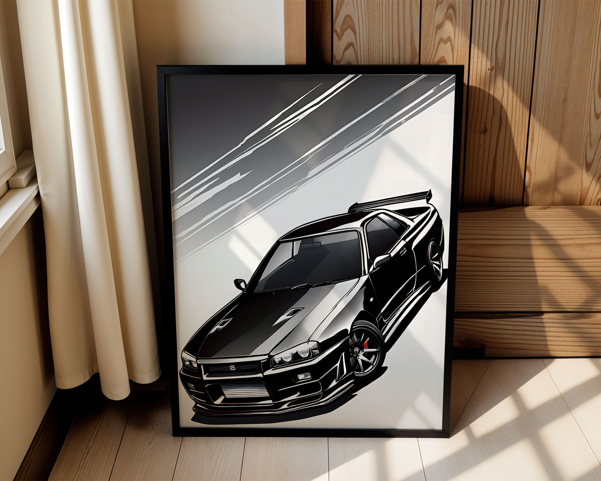 Nissan Skyline R34 GTR Framed Sketch Art