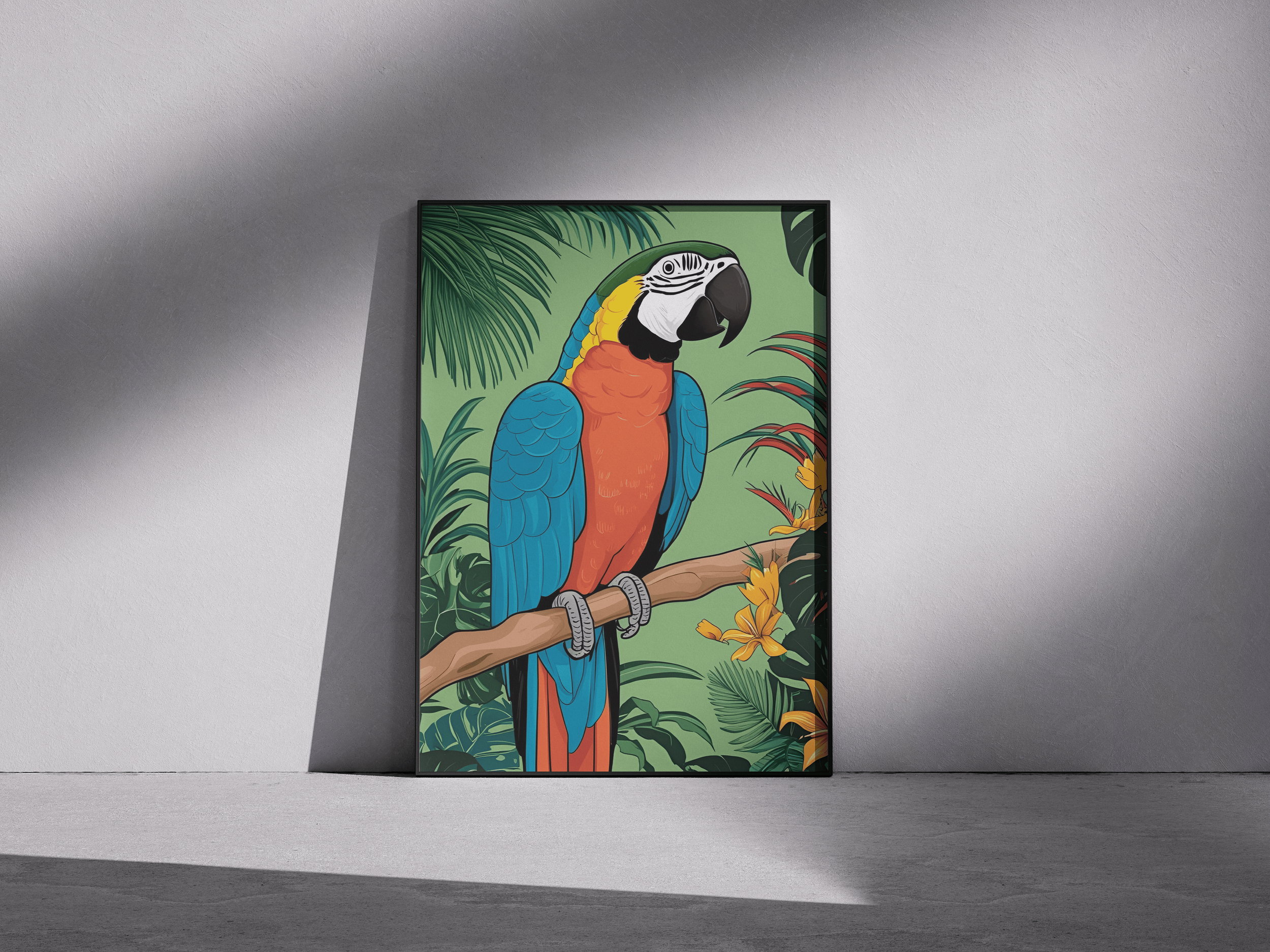 Colorful Parrot Poster – Tropical Framed Wall Art for Home & Office