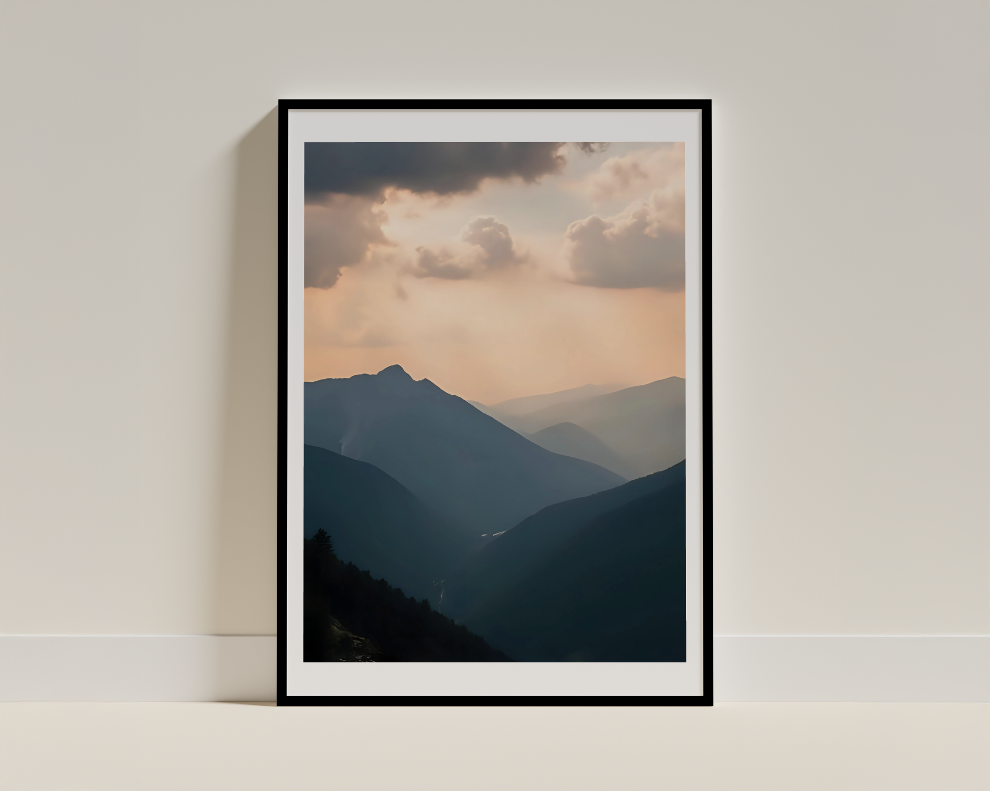 Majestic Mountain Range at Dusk - Framed Poster