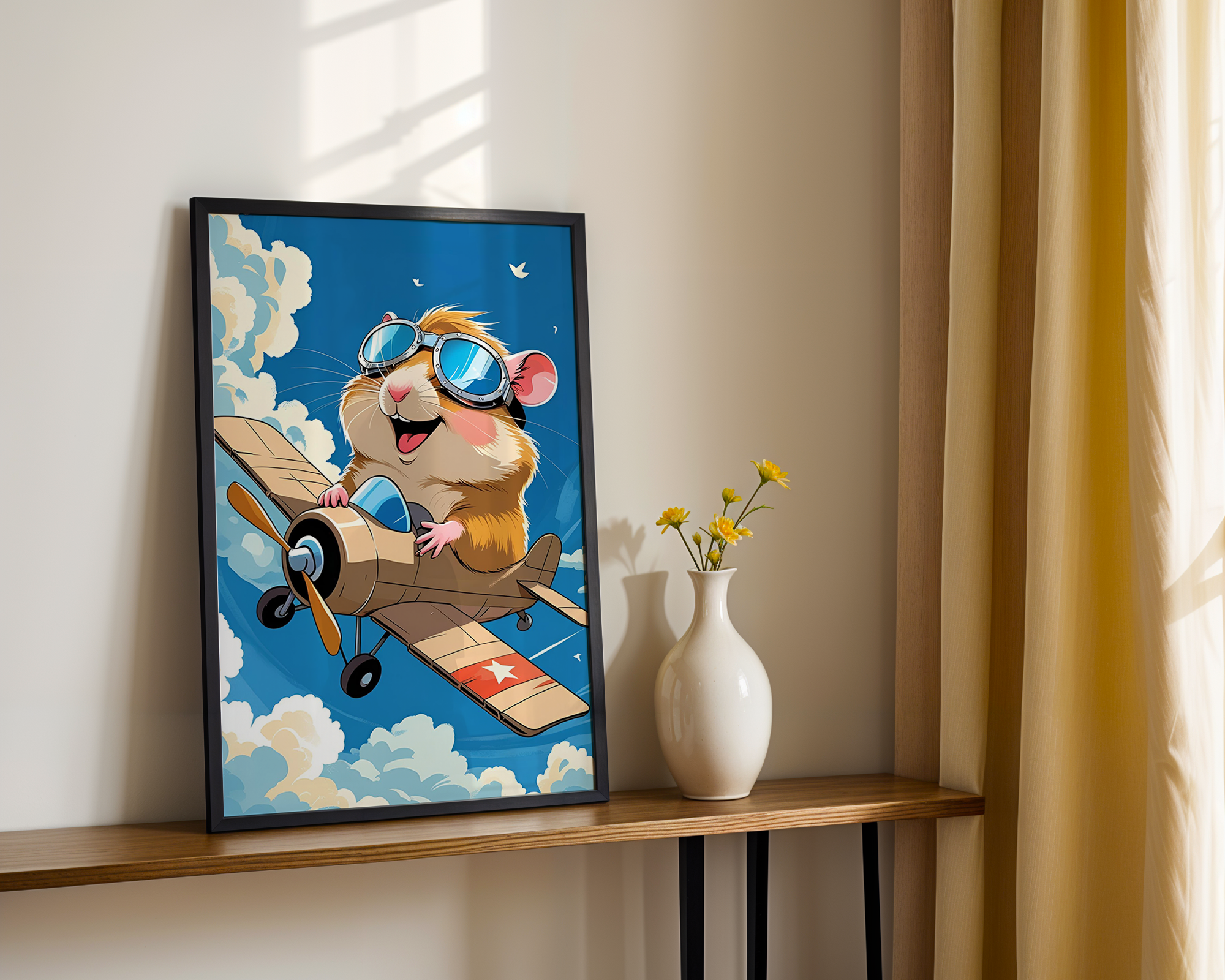 Sky Munchkin – Funny Flying Hamster Framed Poster