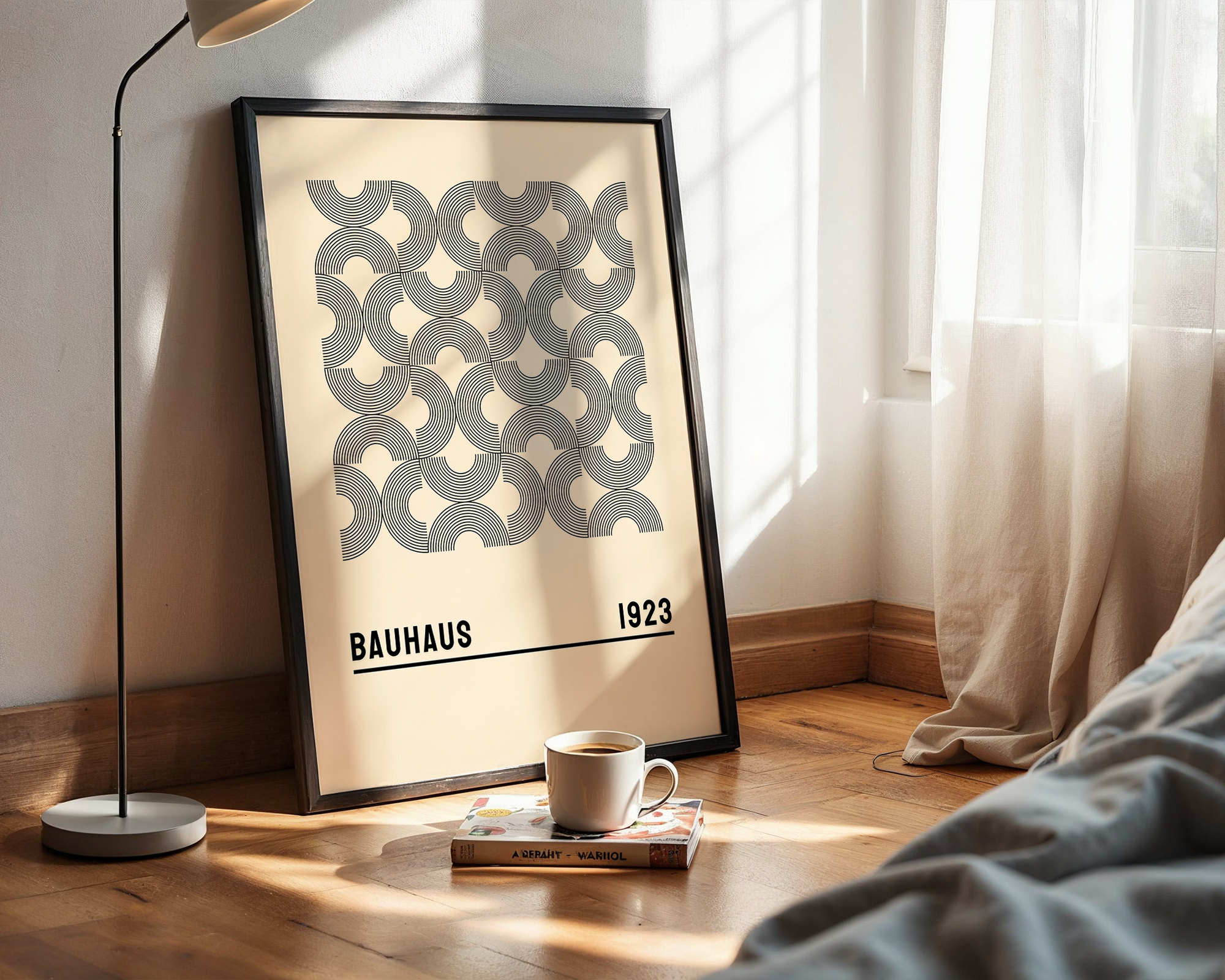 Framed Bauhaus Geometry Poster – Abstract Mid-Century Modern Wall Art Print