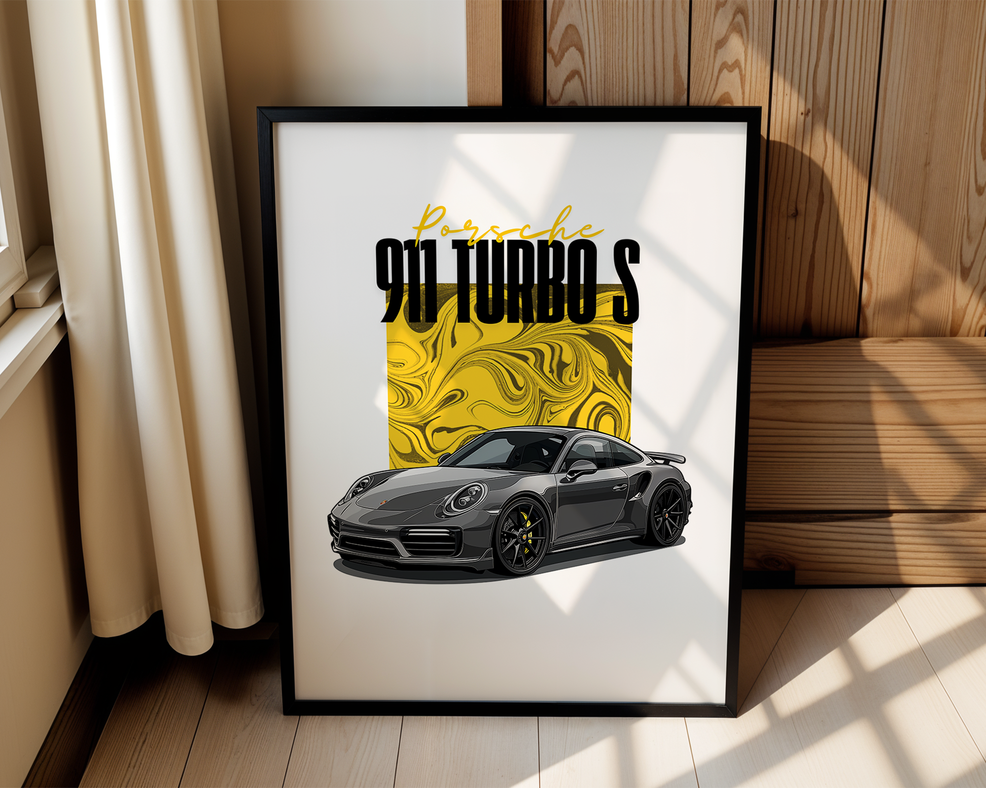 Porsche 911 Turbo S - Automotive Pop Art Framed Poster