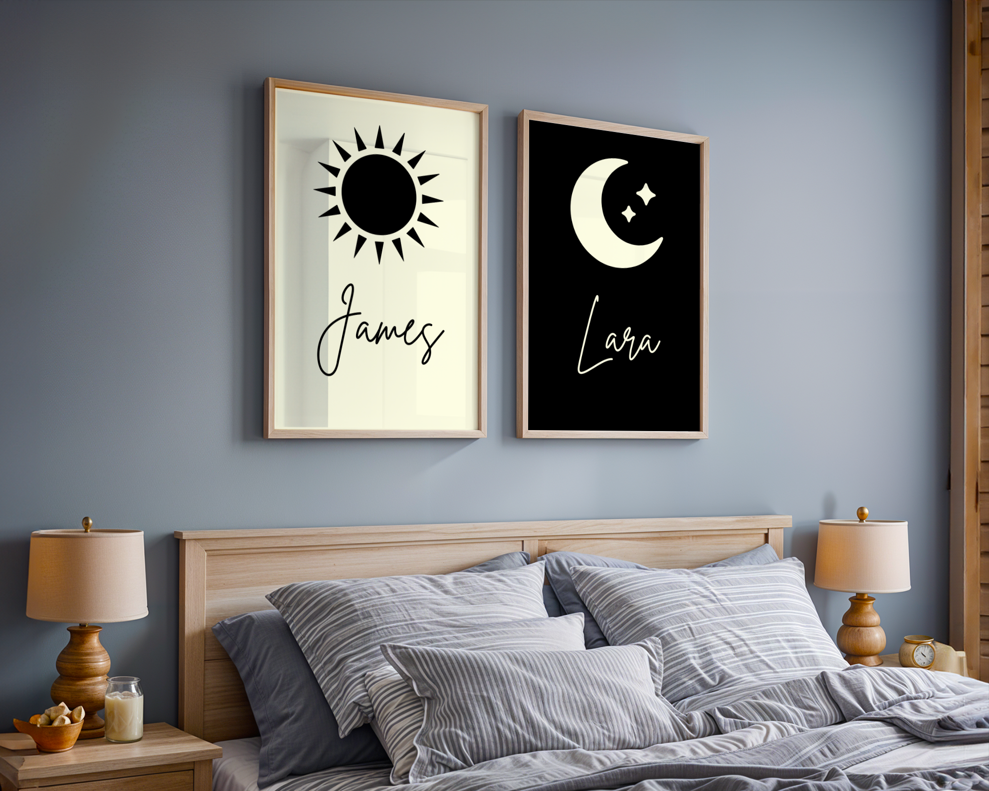 Moon & Sun w/custom Names 2 Framed Posters Pack