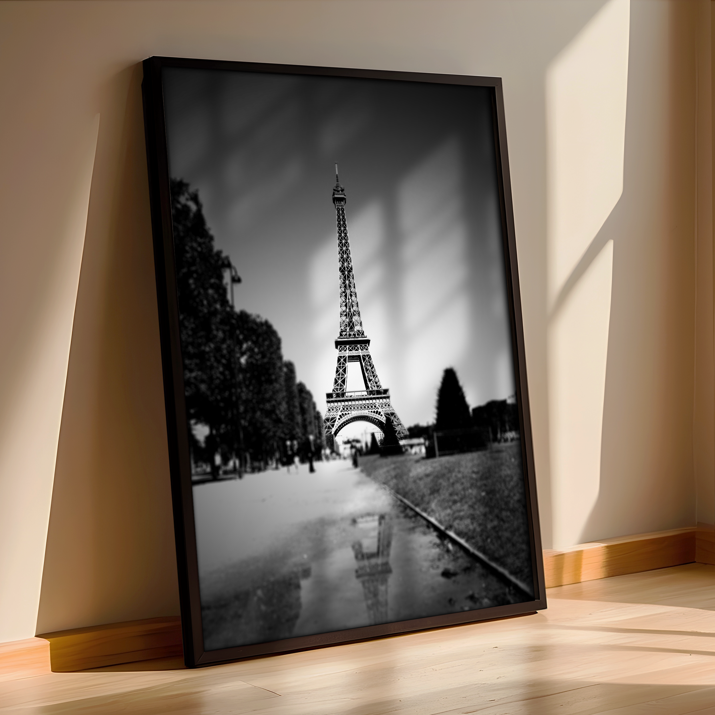 Eiffel Tower Black and White Reflection – Paris Fine Art Photography Print
