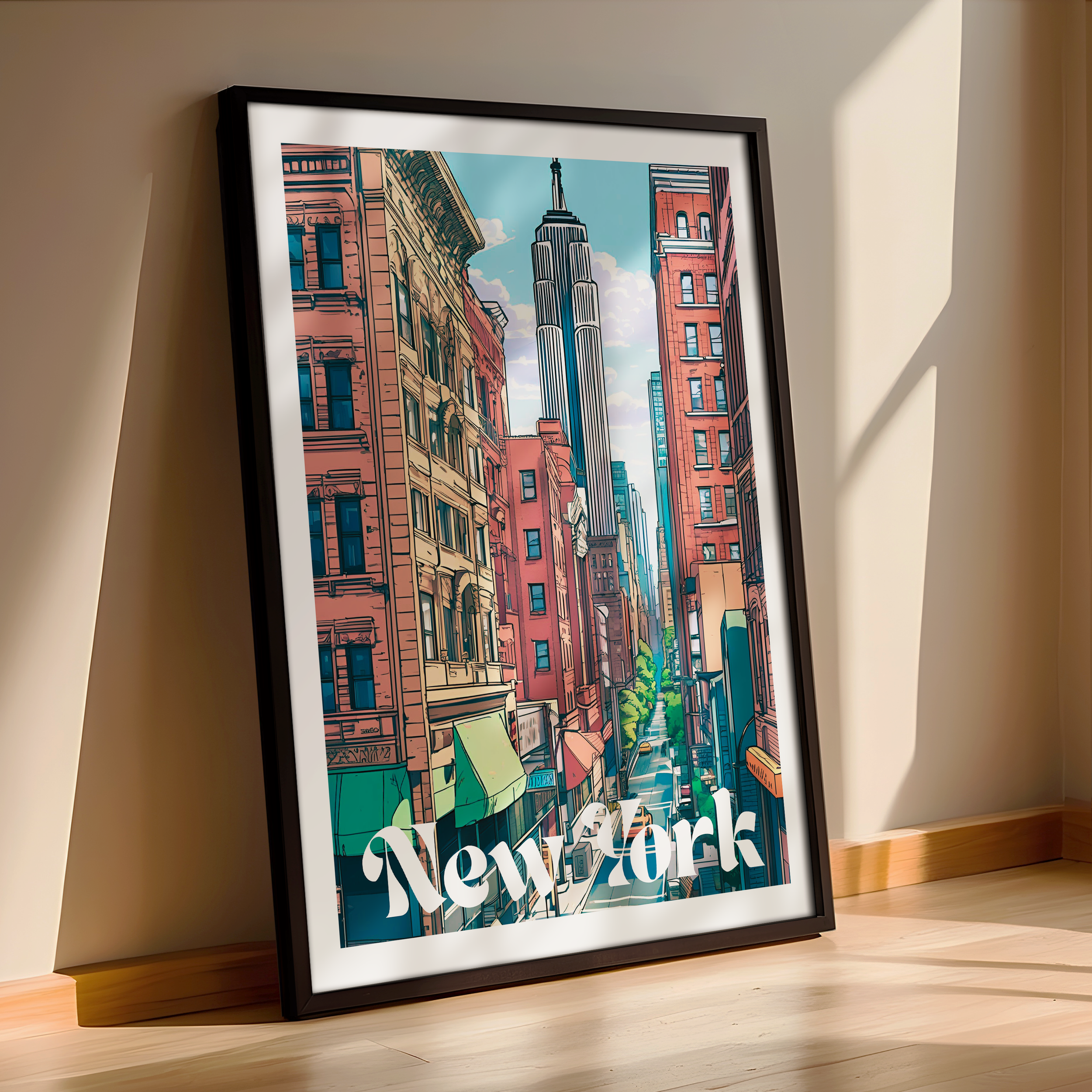 Illustrated New York Poster – A Modern Framed Print