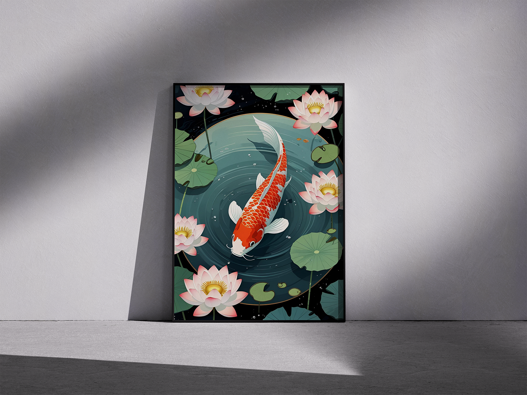 Still Waters – Serene Koi Fish Zen Framed Poster