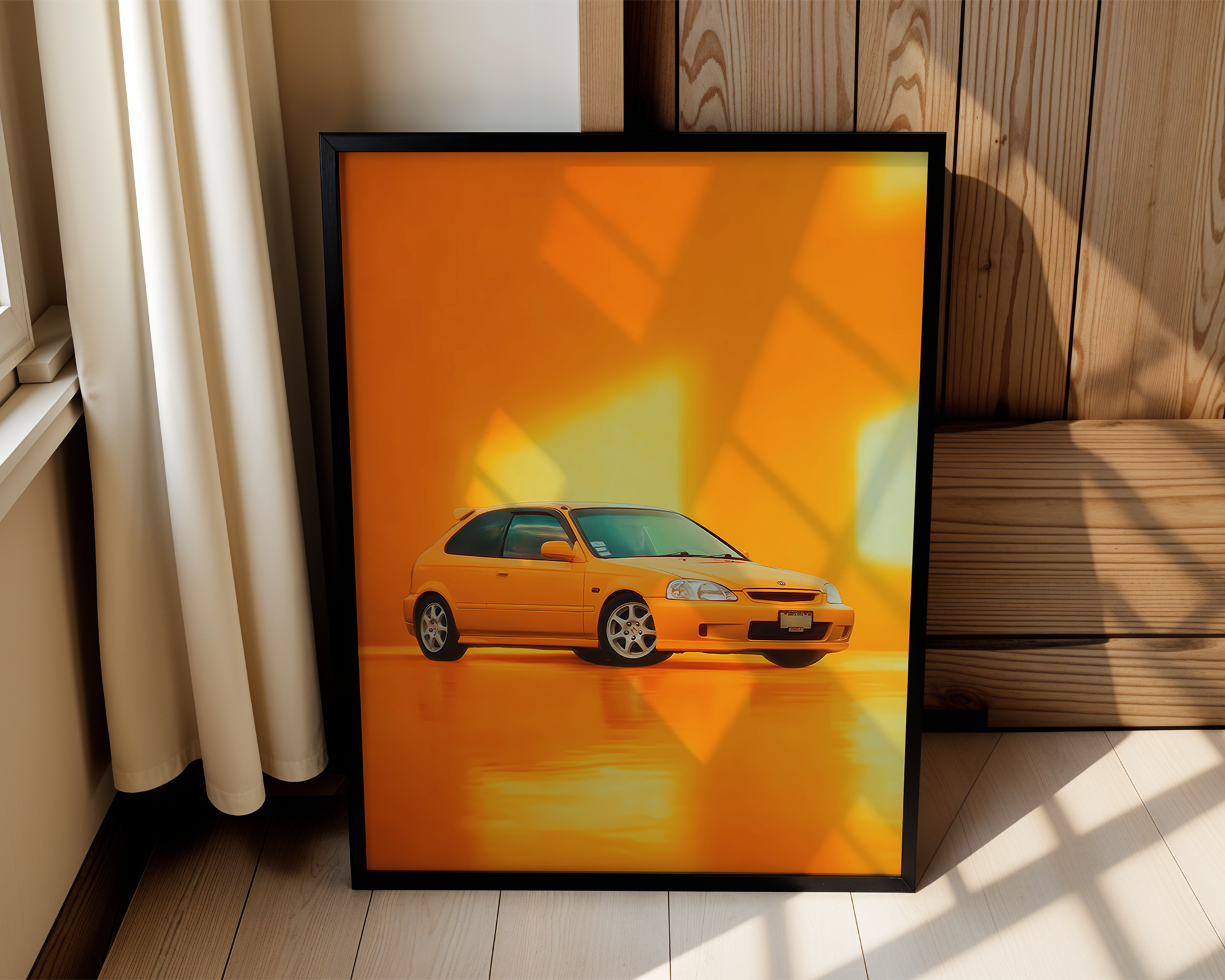 Honda Civic – Modern Framed Automotive Poster – For Car Enthusiast