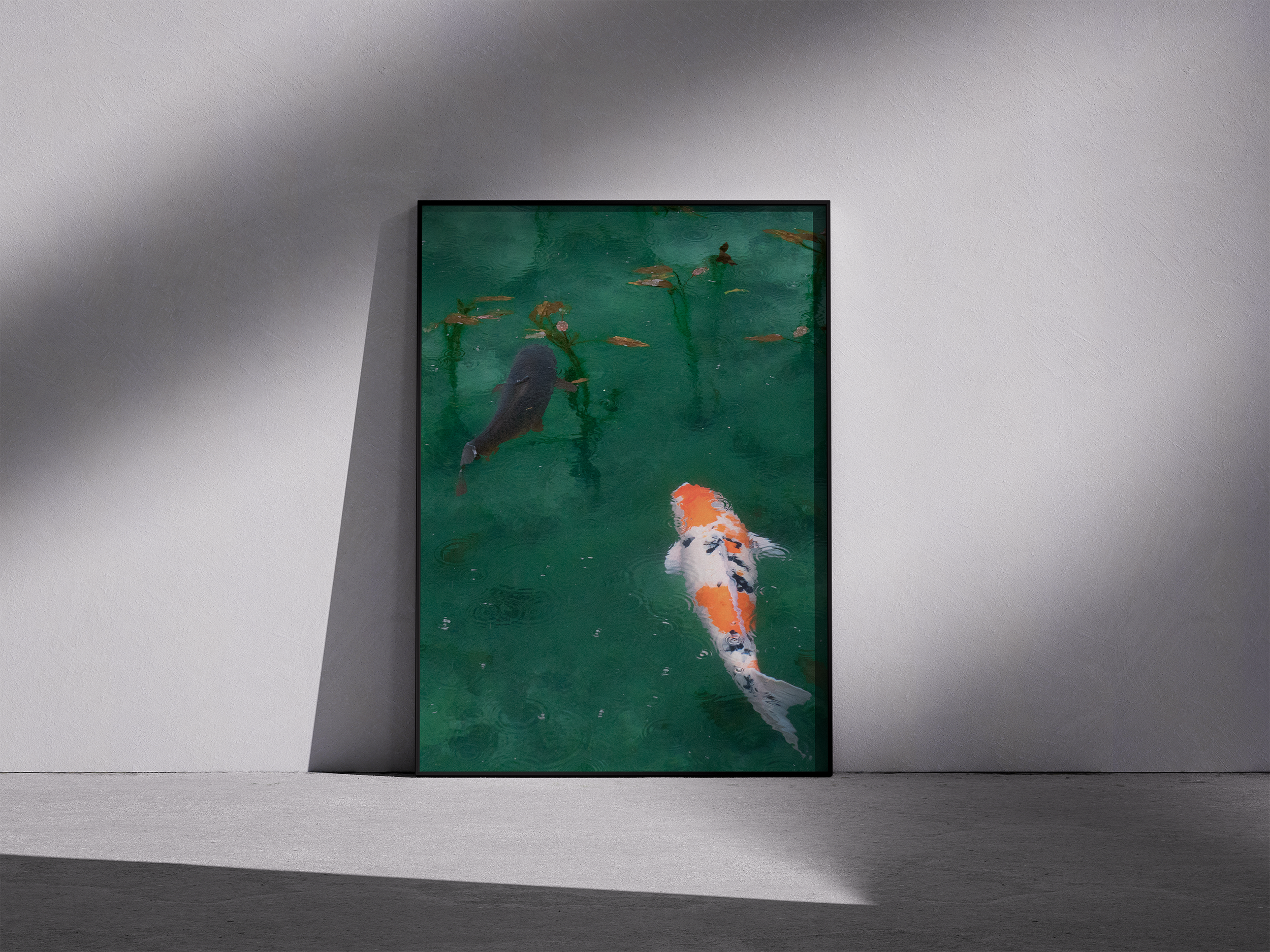 Peaceful Koi -  Japanese Zen Water Garden Framed Poster