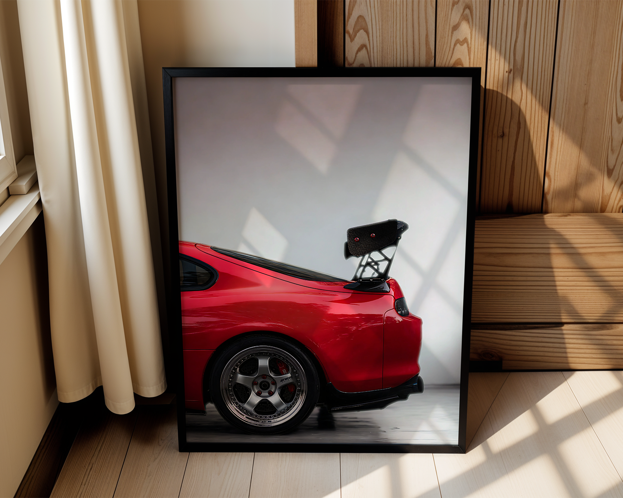 Red Toyota Supra MK4 – Modern Framed Automotive Poster