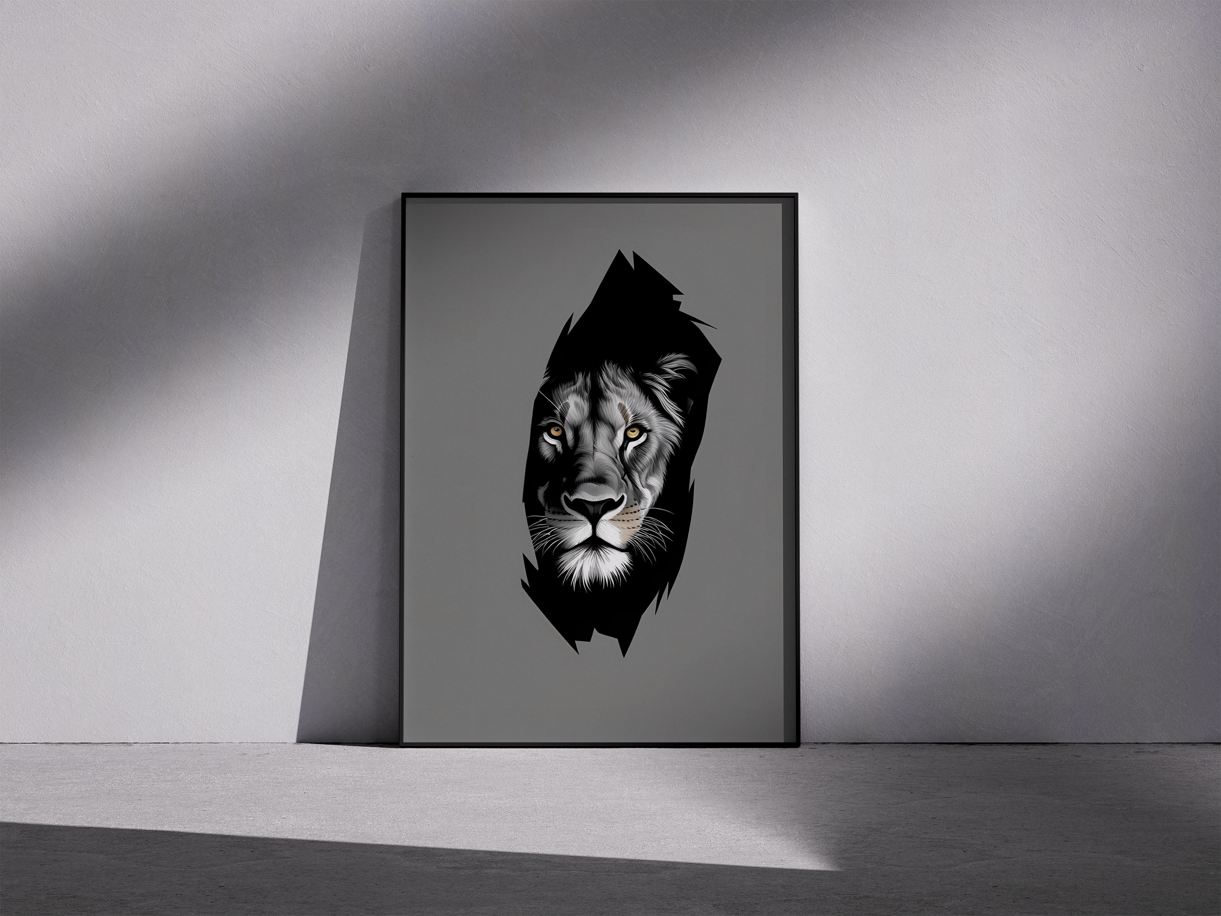 Modern Lion Wall Art – Bold Animal Portrait for Contemporary Spaces