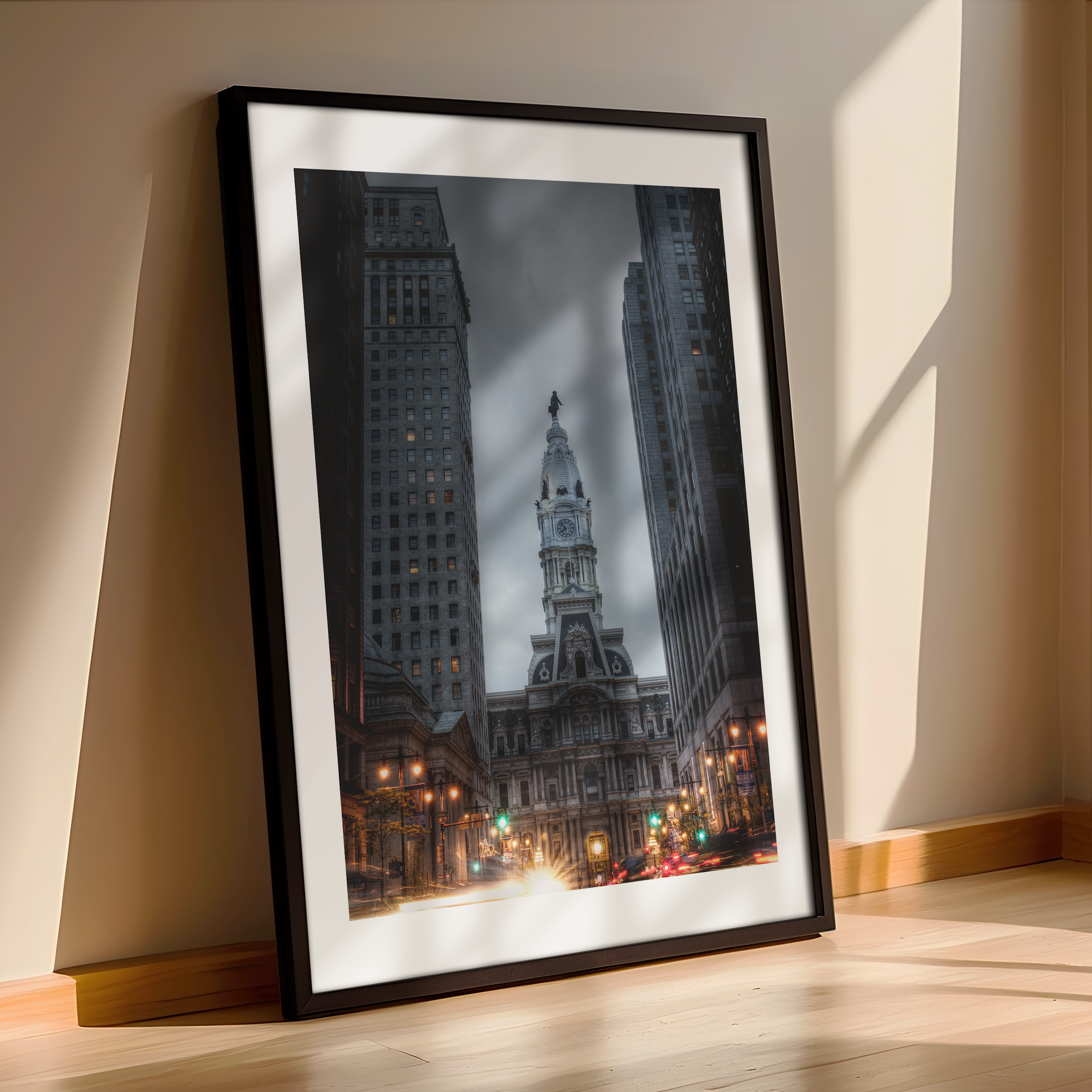 Philadelphia City Hall at Dusk – Framed Urban Architecture Poster Print
