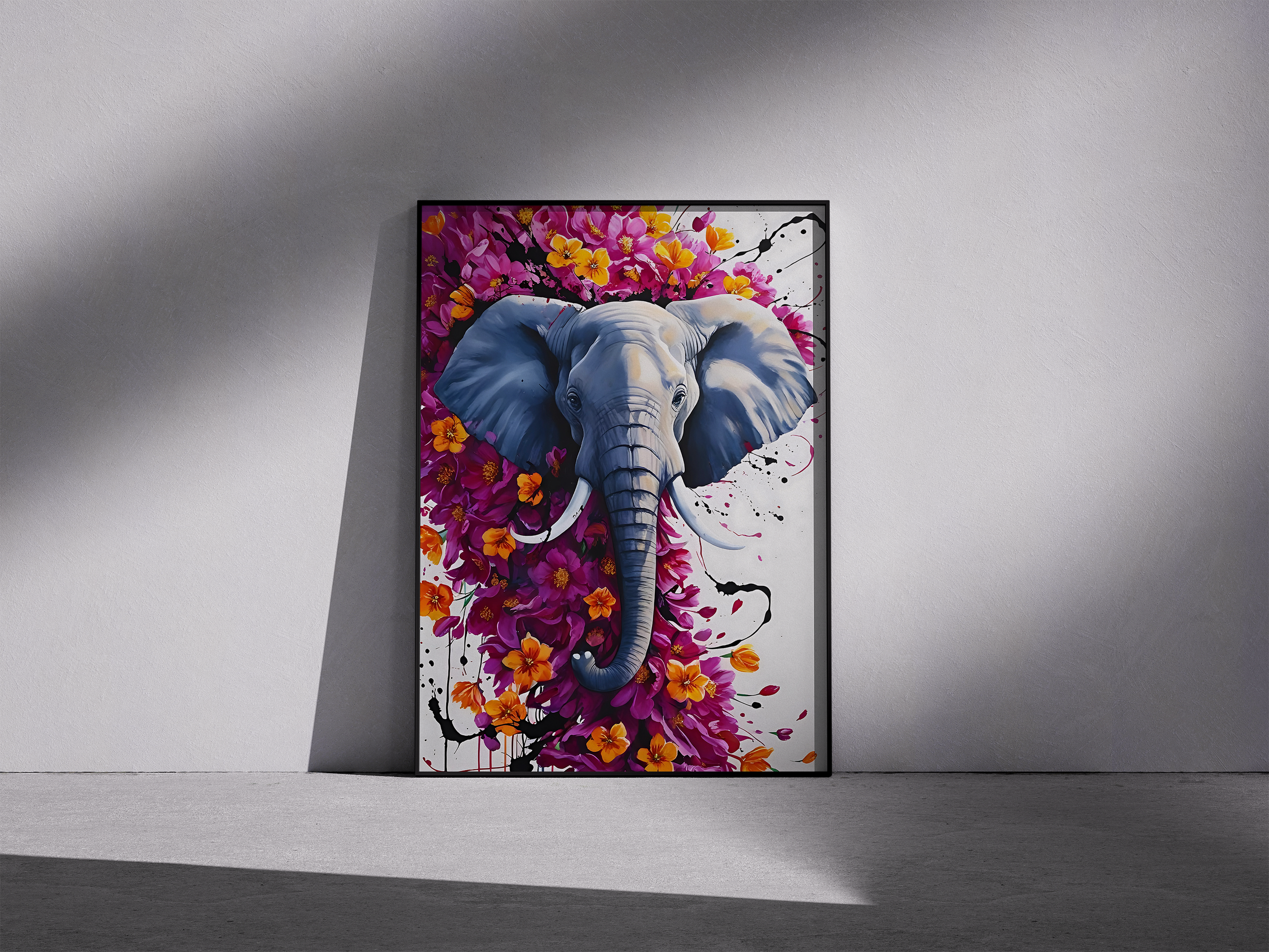 Nature's Majesty - Floral Elephant Wall Art - Nature and Art Fusion