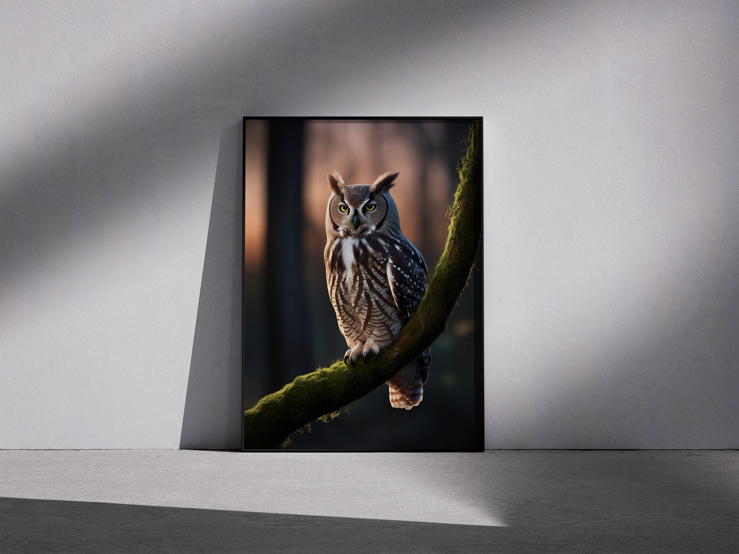 Forest Sentinel – Framed Great Horned Owl Poster for Wildlife Lovers