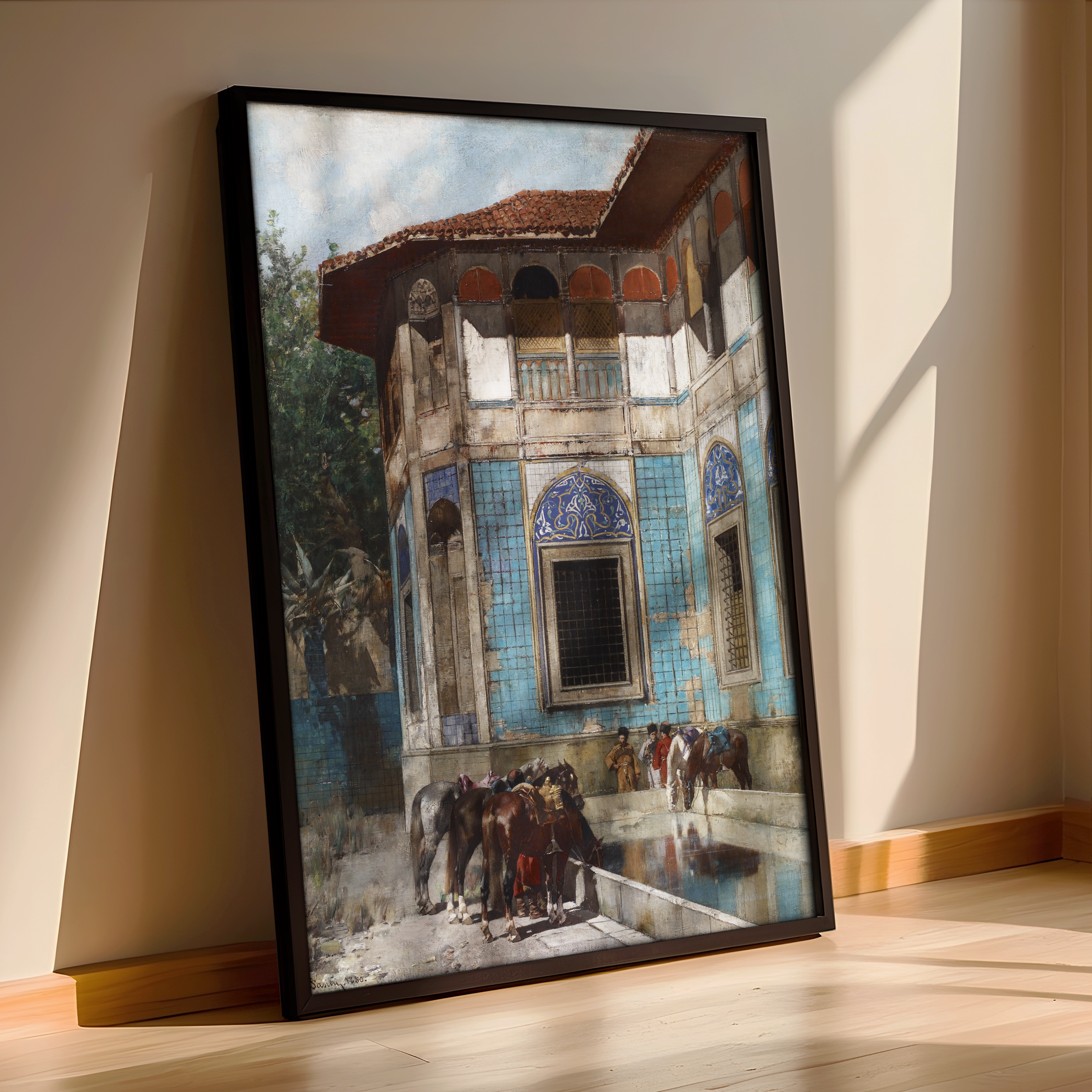 Damascus Courtyard – 1880 Orientalist Painting Print by Alberto Pasini