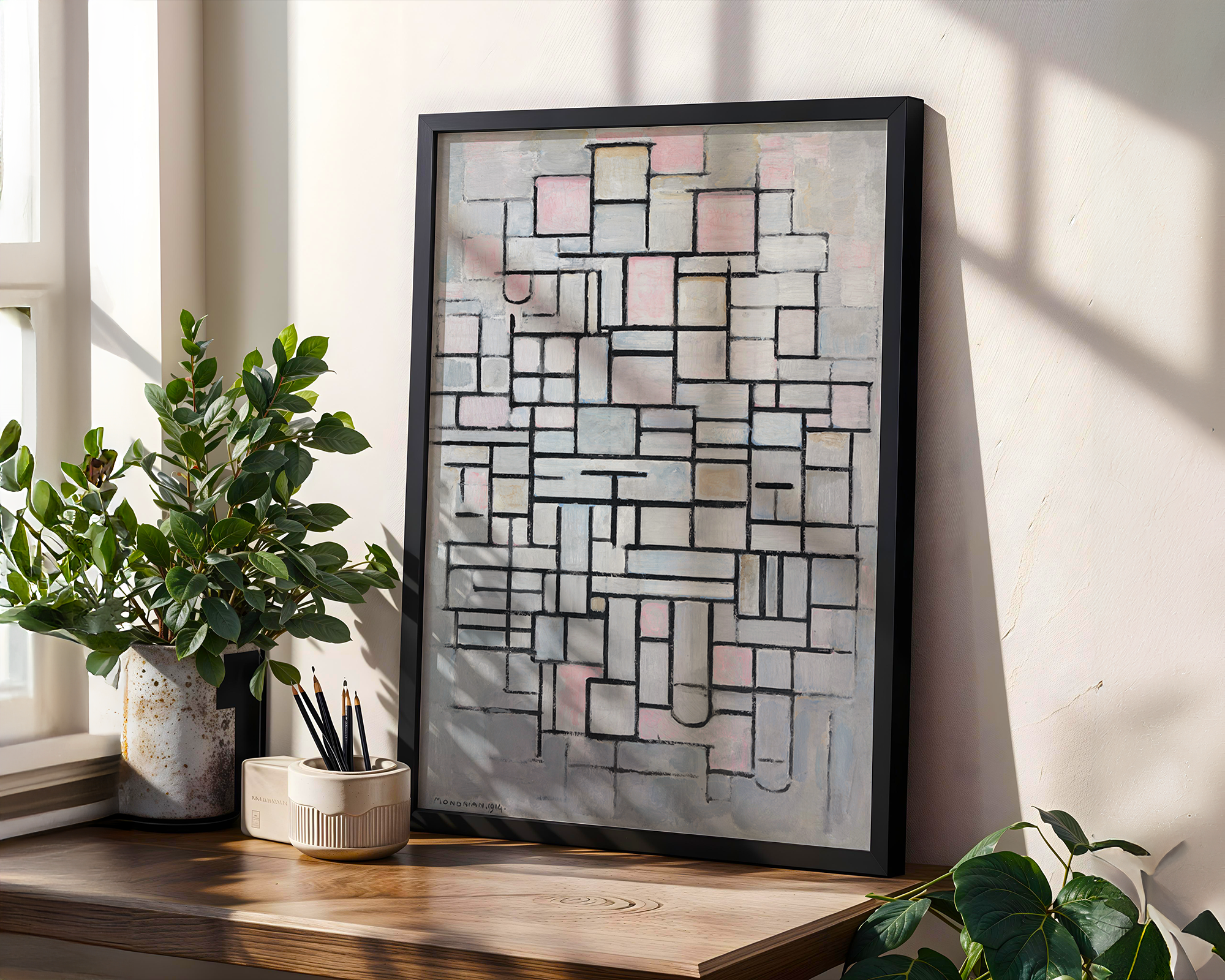 Piet Mondrian's Composition No IV (1914) Framed Famous Painting Print
