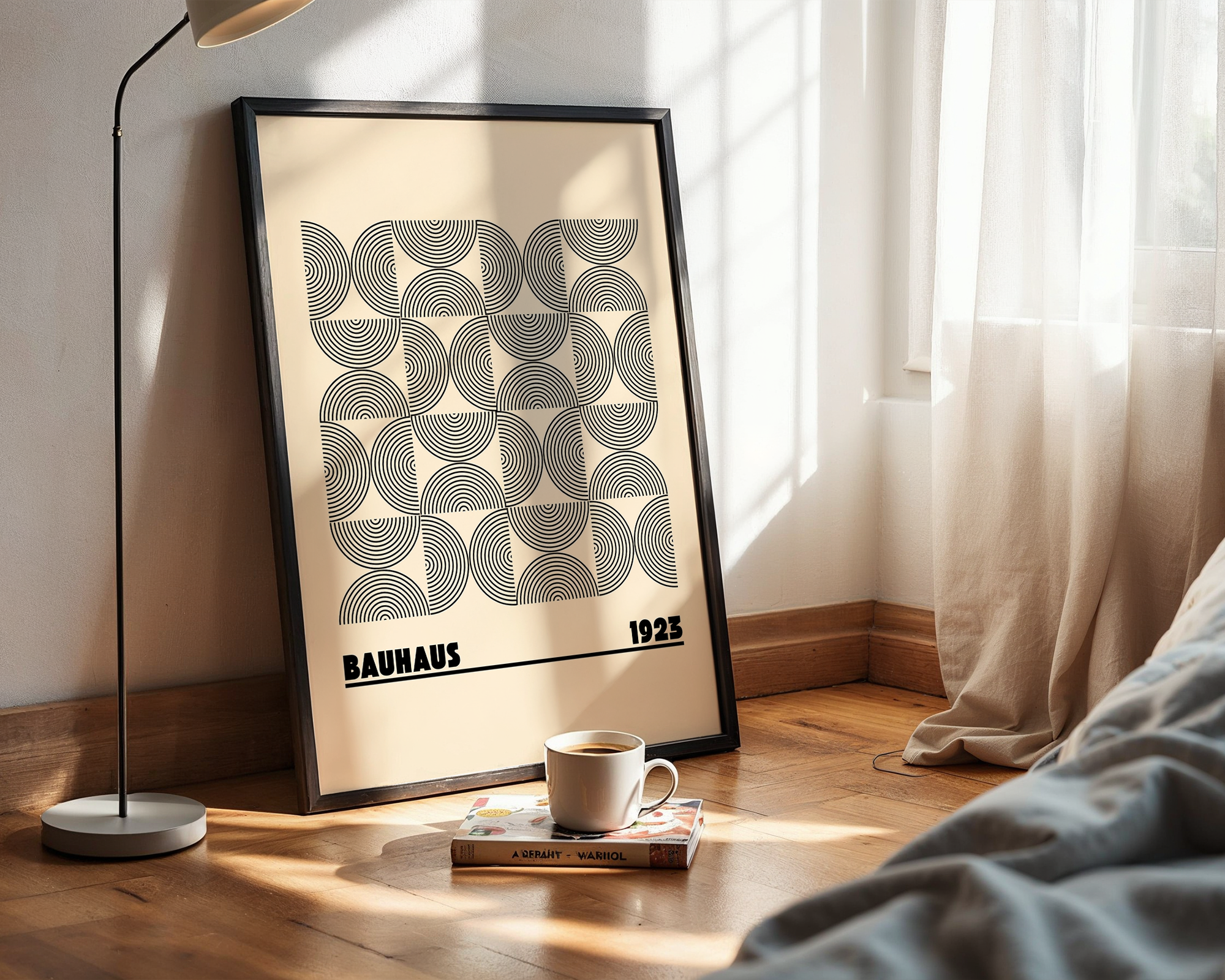 Linear Abstract Wall Art Print – Bauhaus Style Geometry