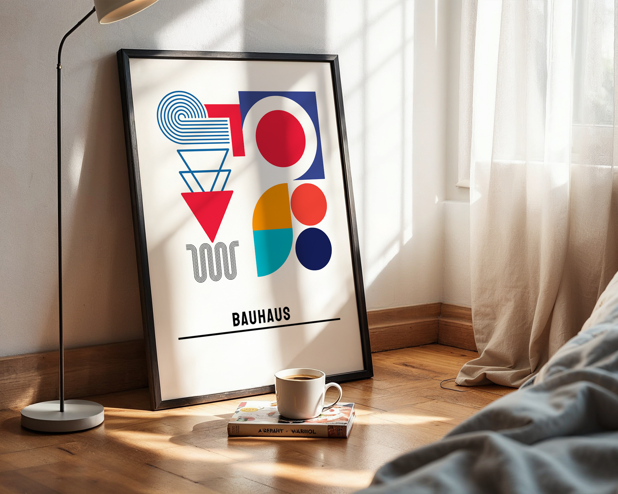 Minimal Modern Wall Art – Mid-Century Bauhaus Abstract Print