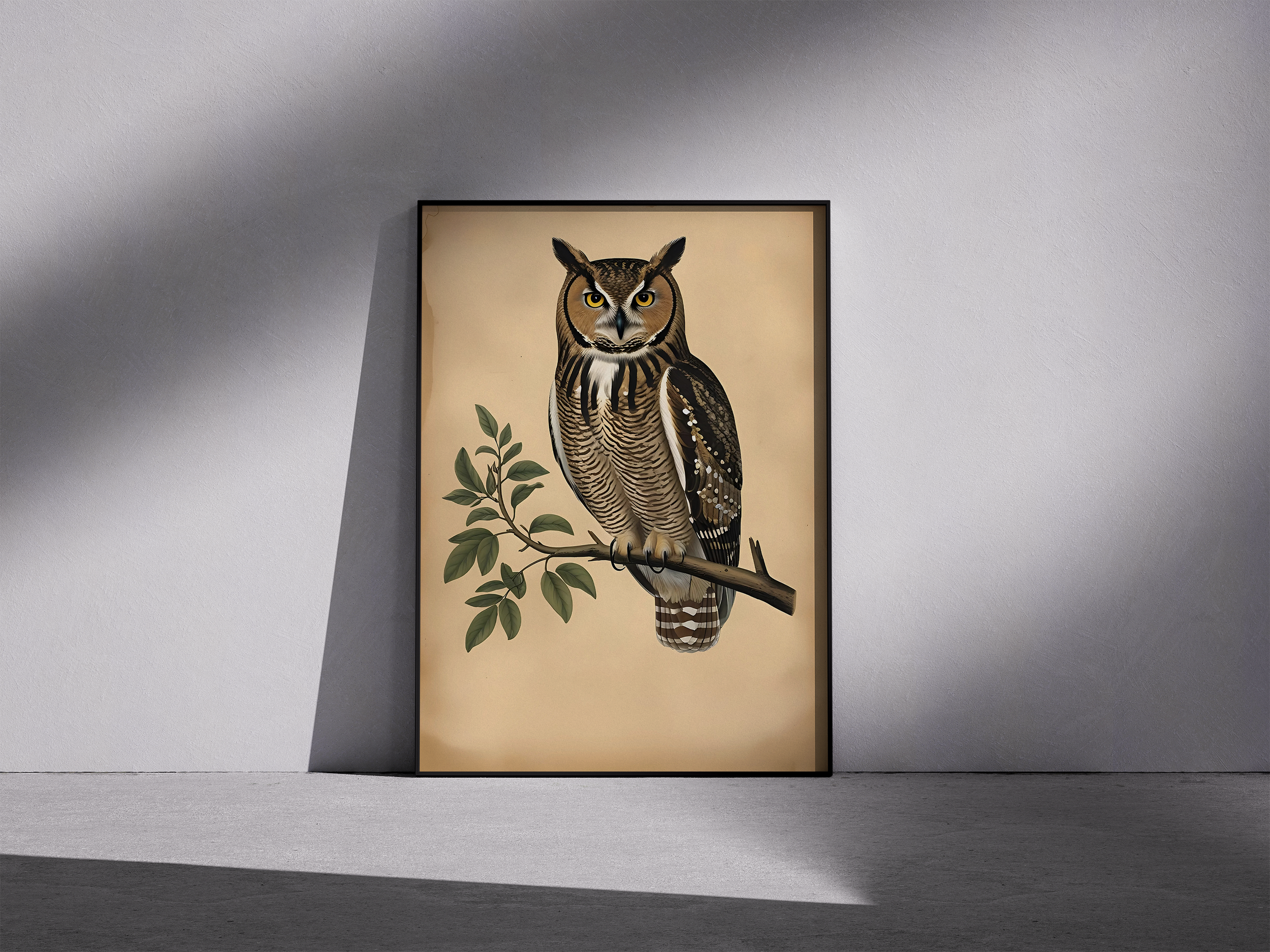 Vintage Owl Wall Art – Framed Poster for Bird Lovers & Nature Enthusiasts