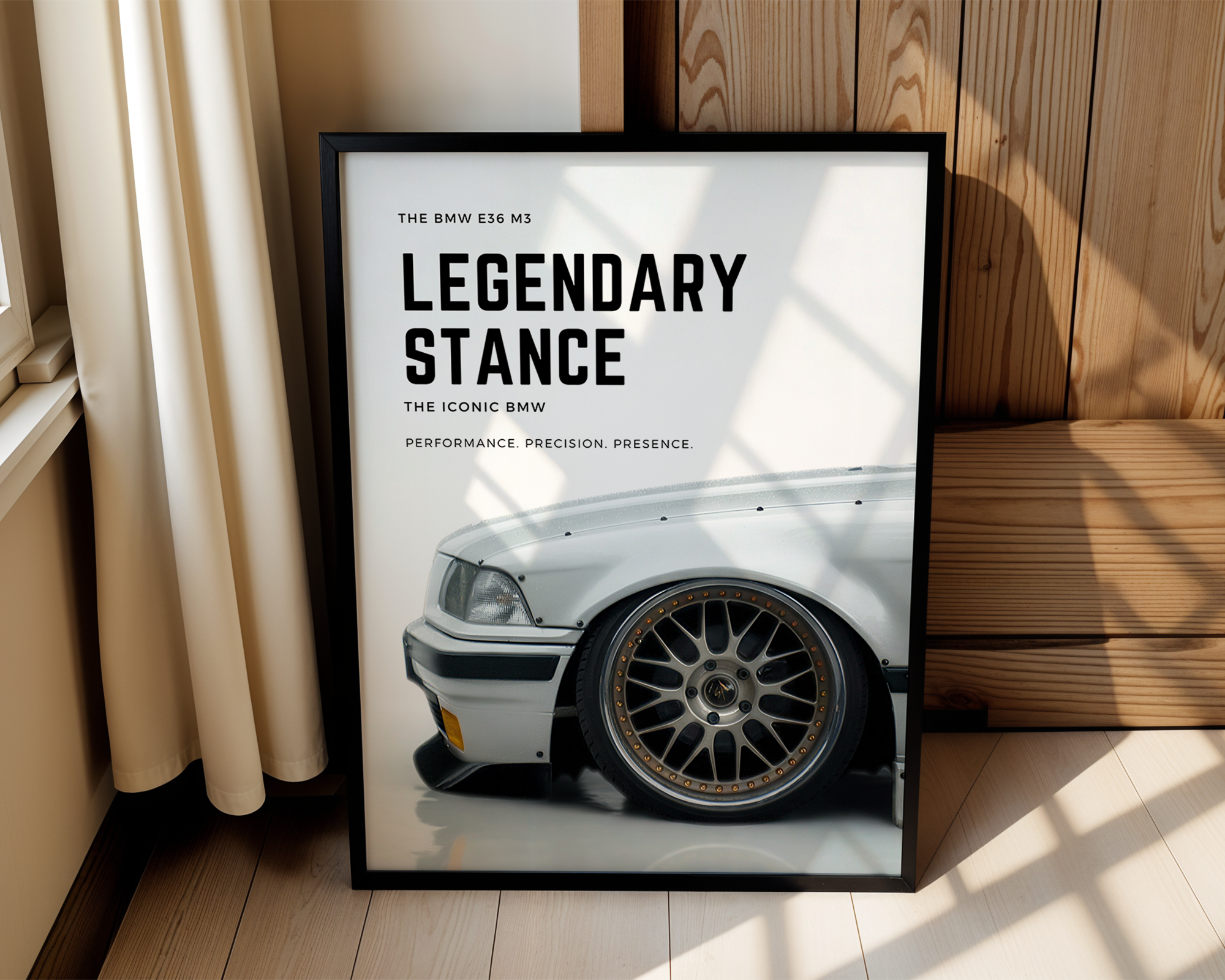 BMW E36 M3 – Legendary Stance – Modern Framed Automotive Poster – For Car Lovers