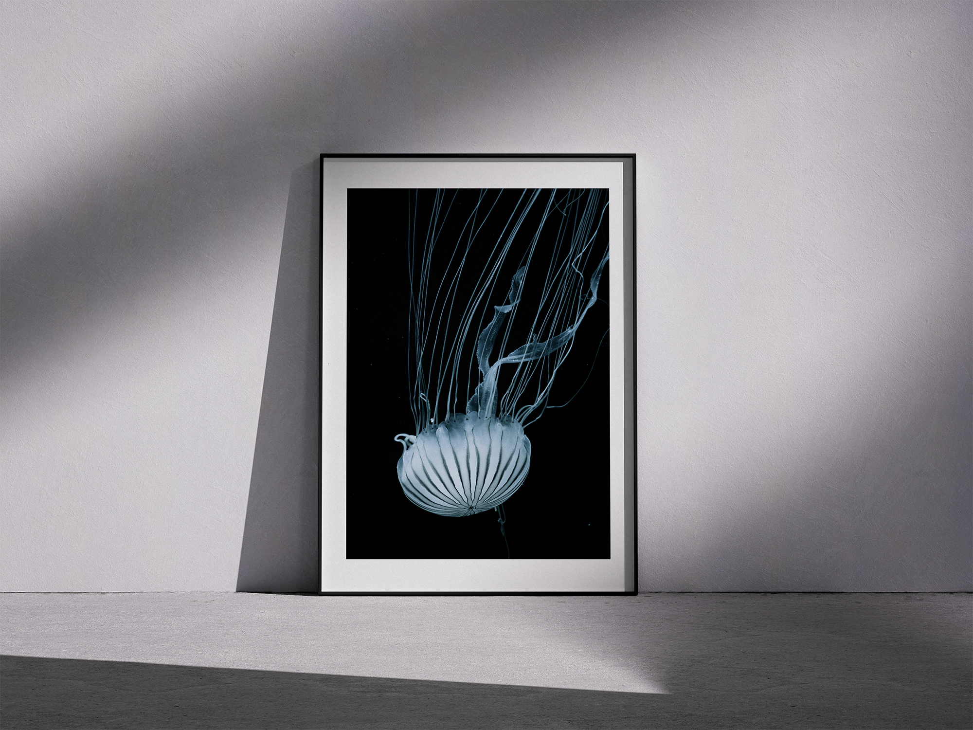 Deep Sea Jellyfish Print – Framed Minimalist Modern Ocean Wall Art