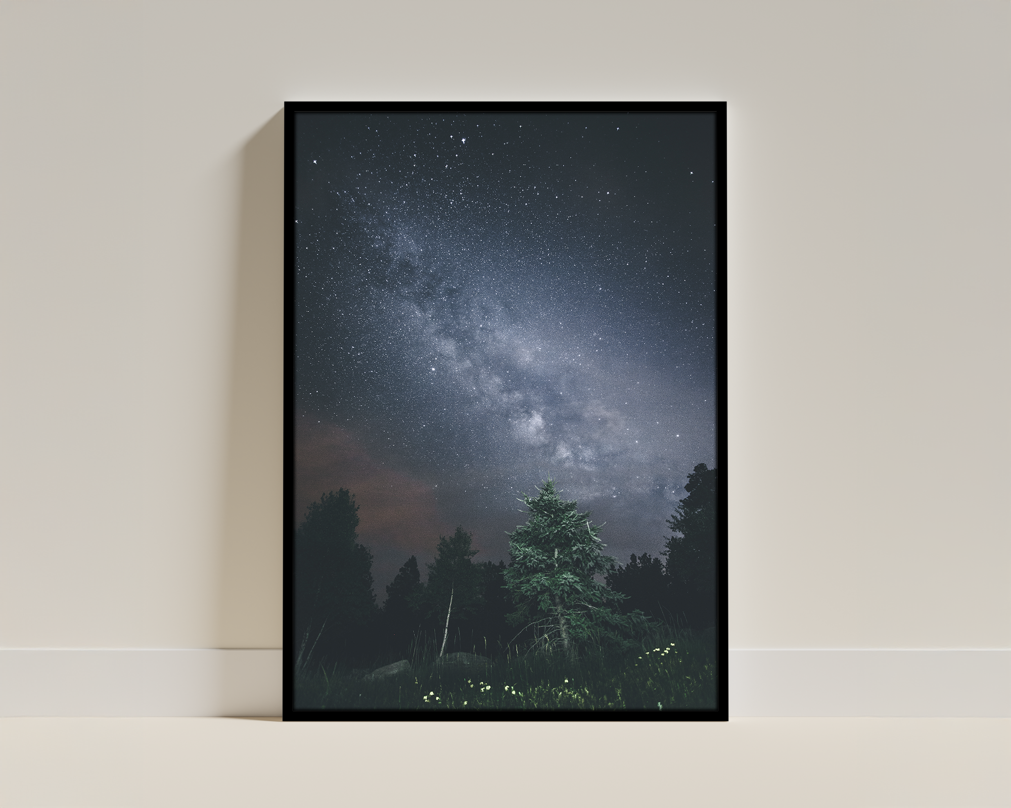 Celestial Silence – Night Sky Over Pine Forest – Keystone USA – Framed Poster