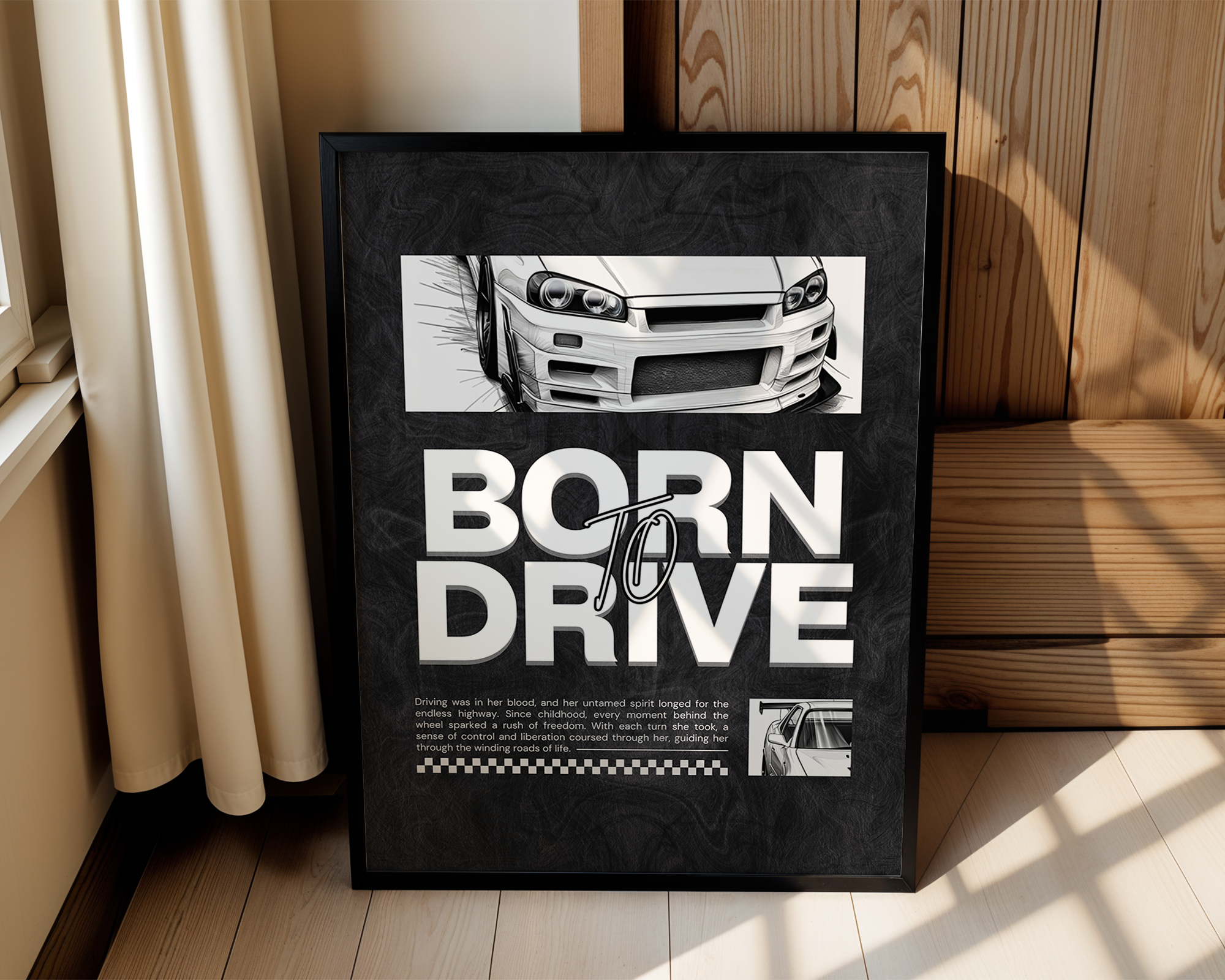 Born To Drive - Skyline R34 GTR - Framed Poster