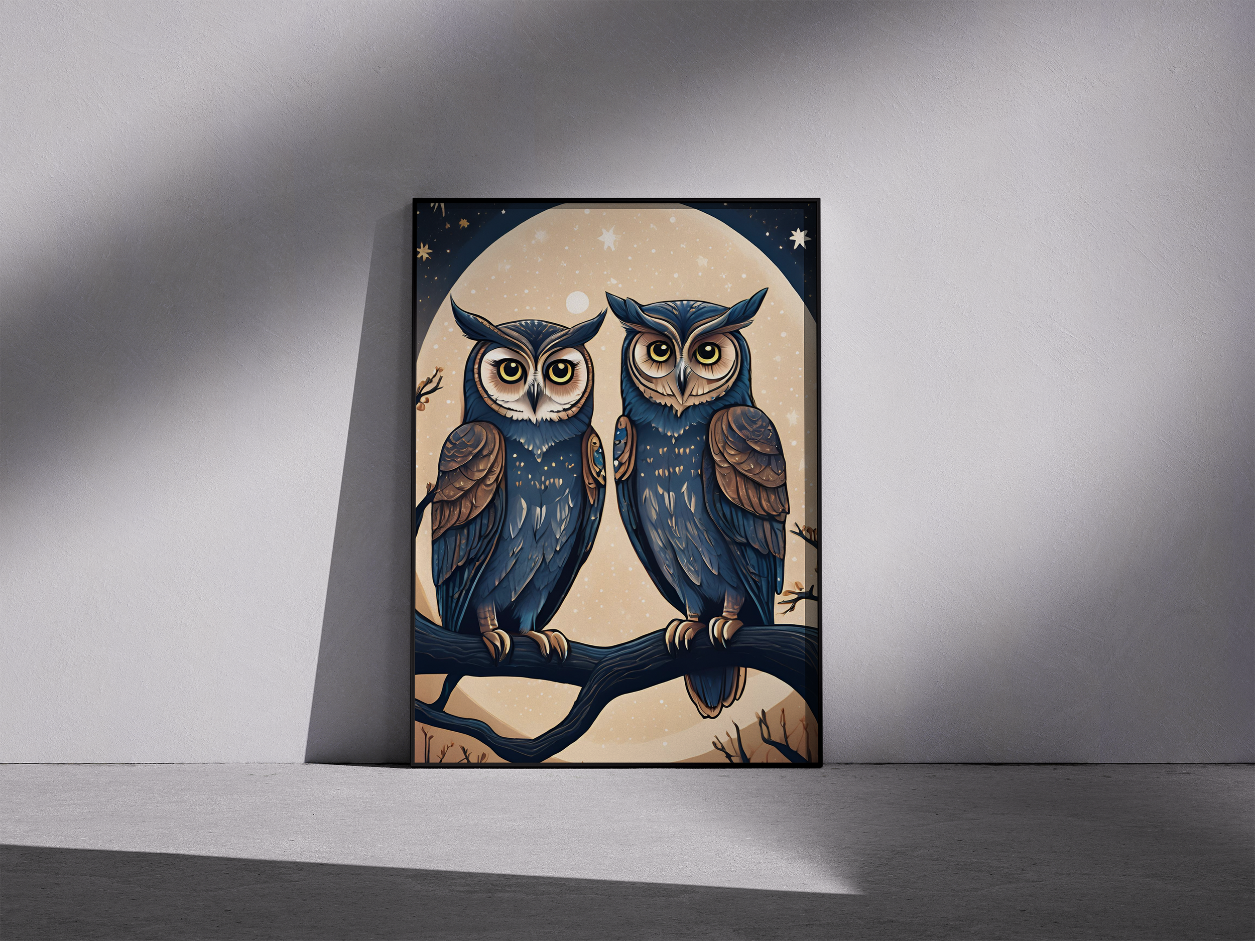The Night Watchers - Moonlit Owls – Whimsical Nocturnal Animal Poster