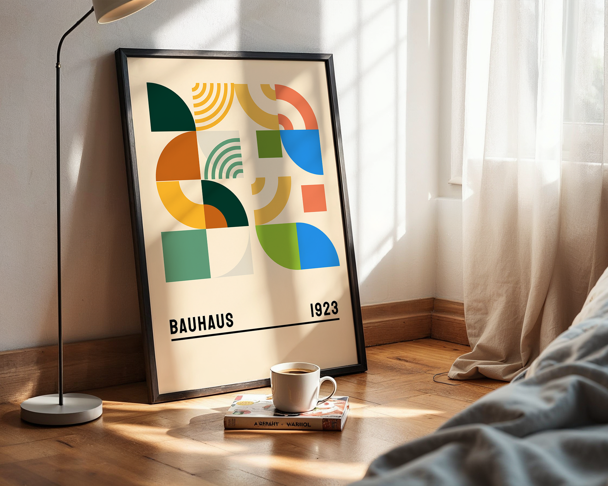 Abstract Bauhaus Wall Art Print – Geometric Modern - Framed Poster