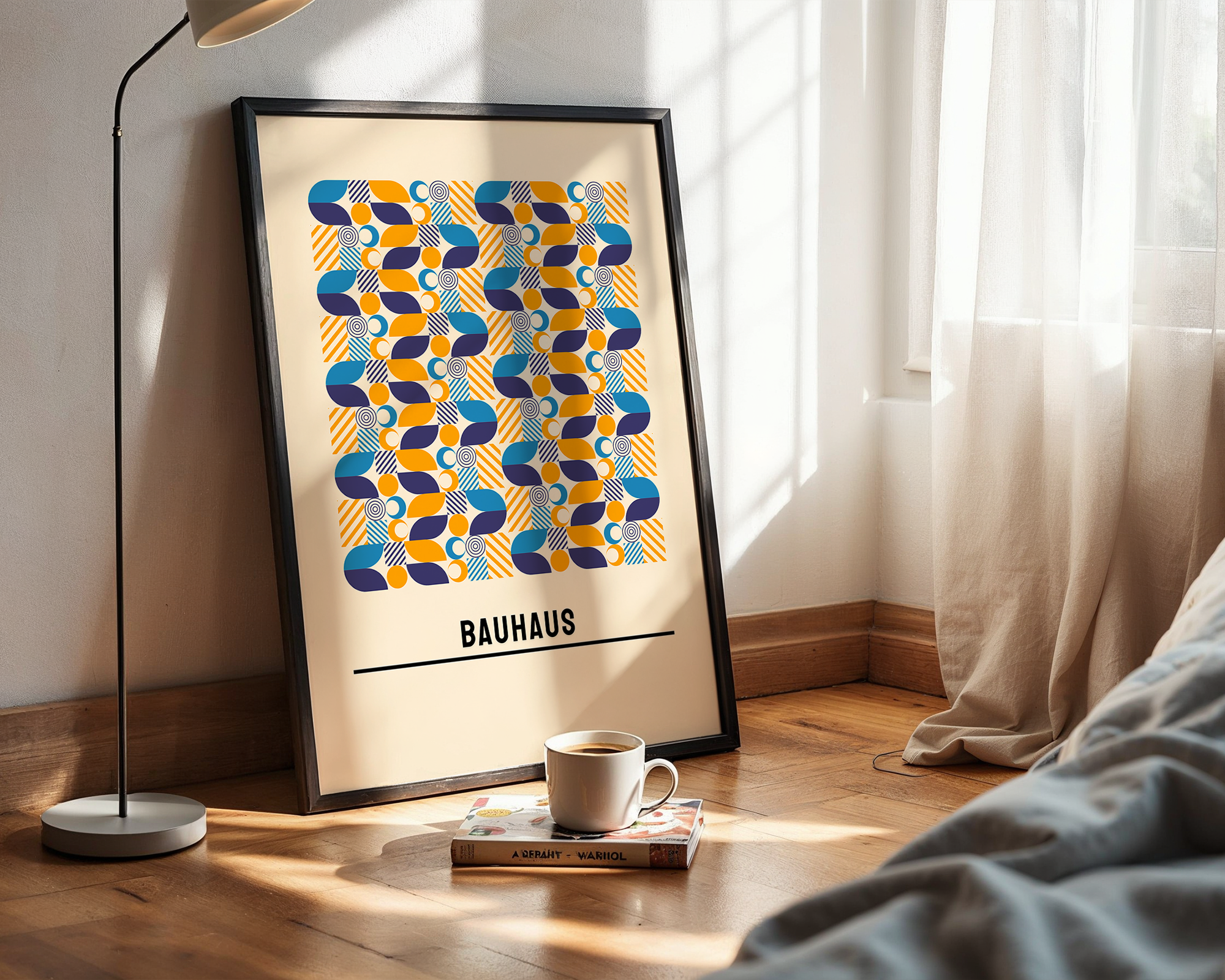 Balanced Modern Geometry Print – Bauhaus Style Wall Art, Framed Poster