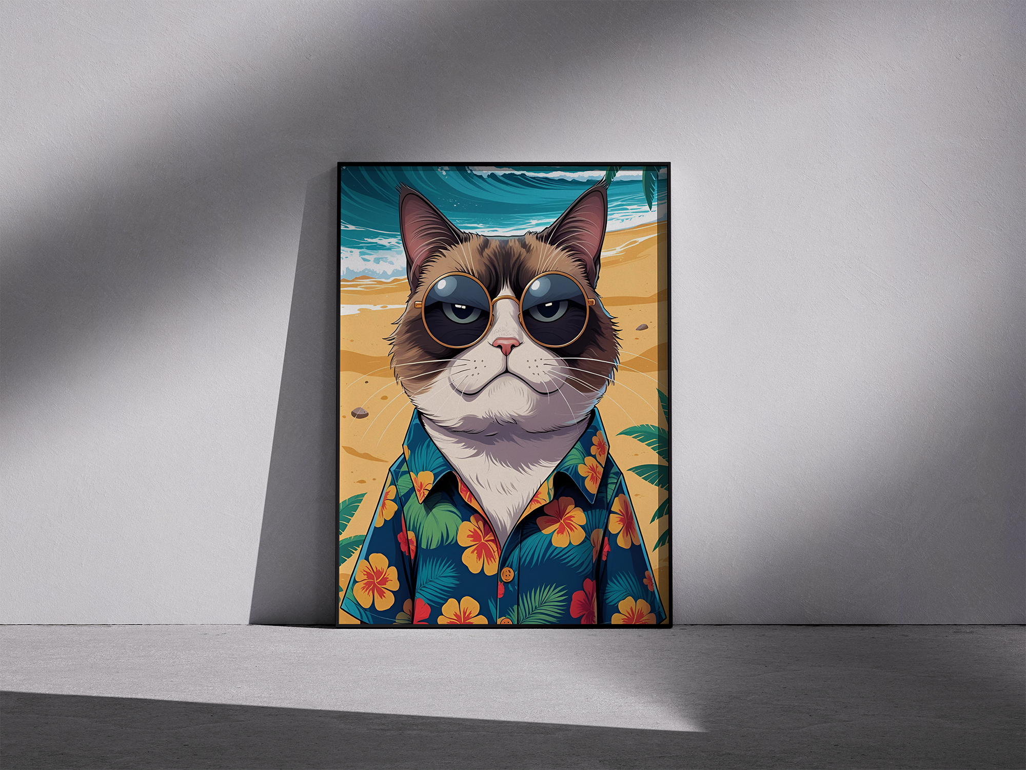 Paws Off Paradise – Funny Cat Vacation Framed Poster