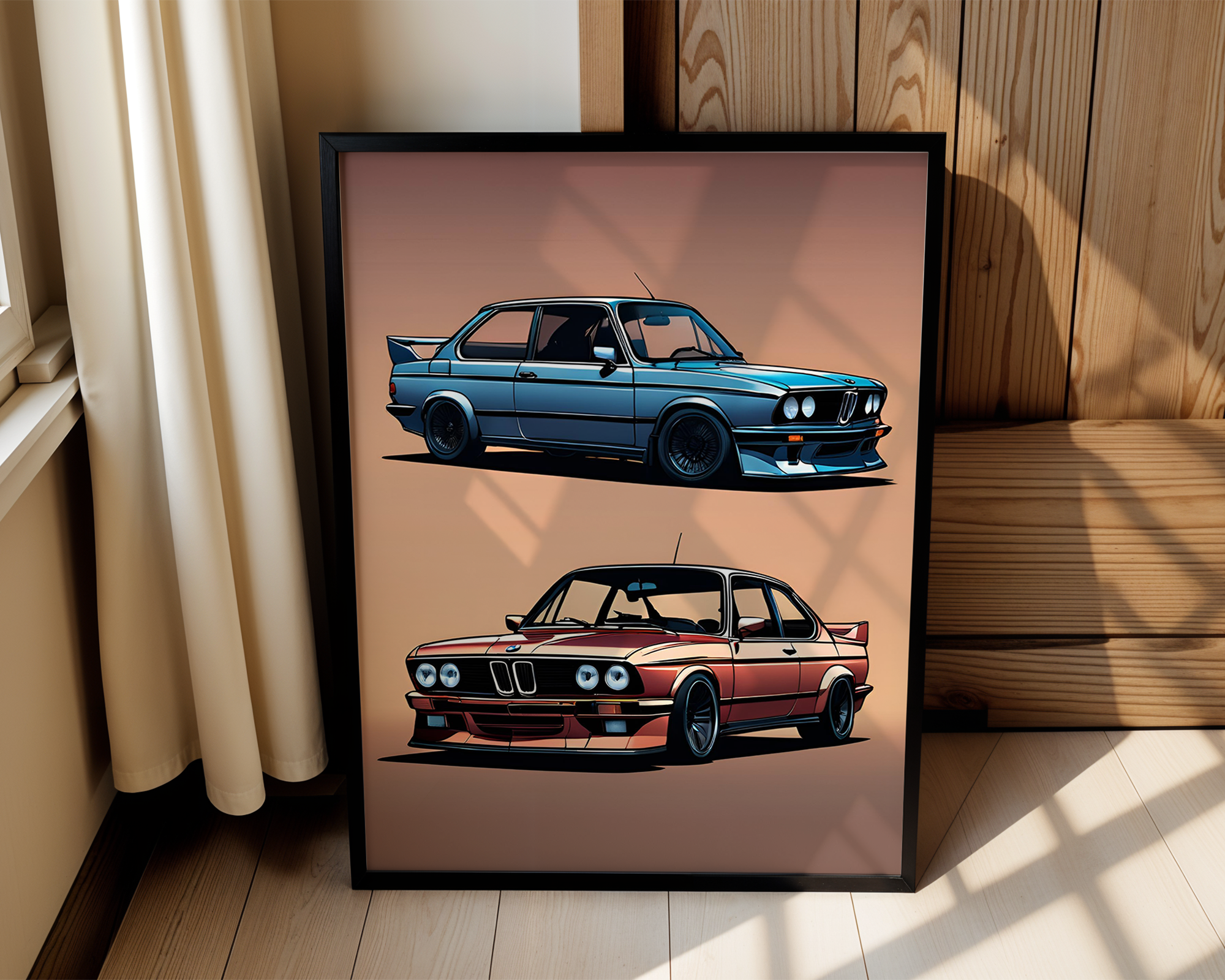 Twin Icons - BMW Classics - Framed Vintage Car Wall Art