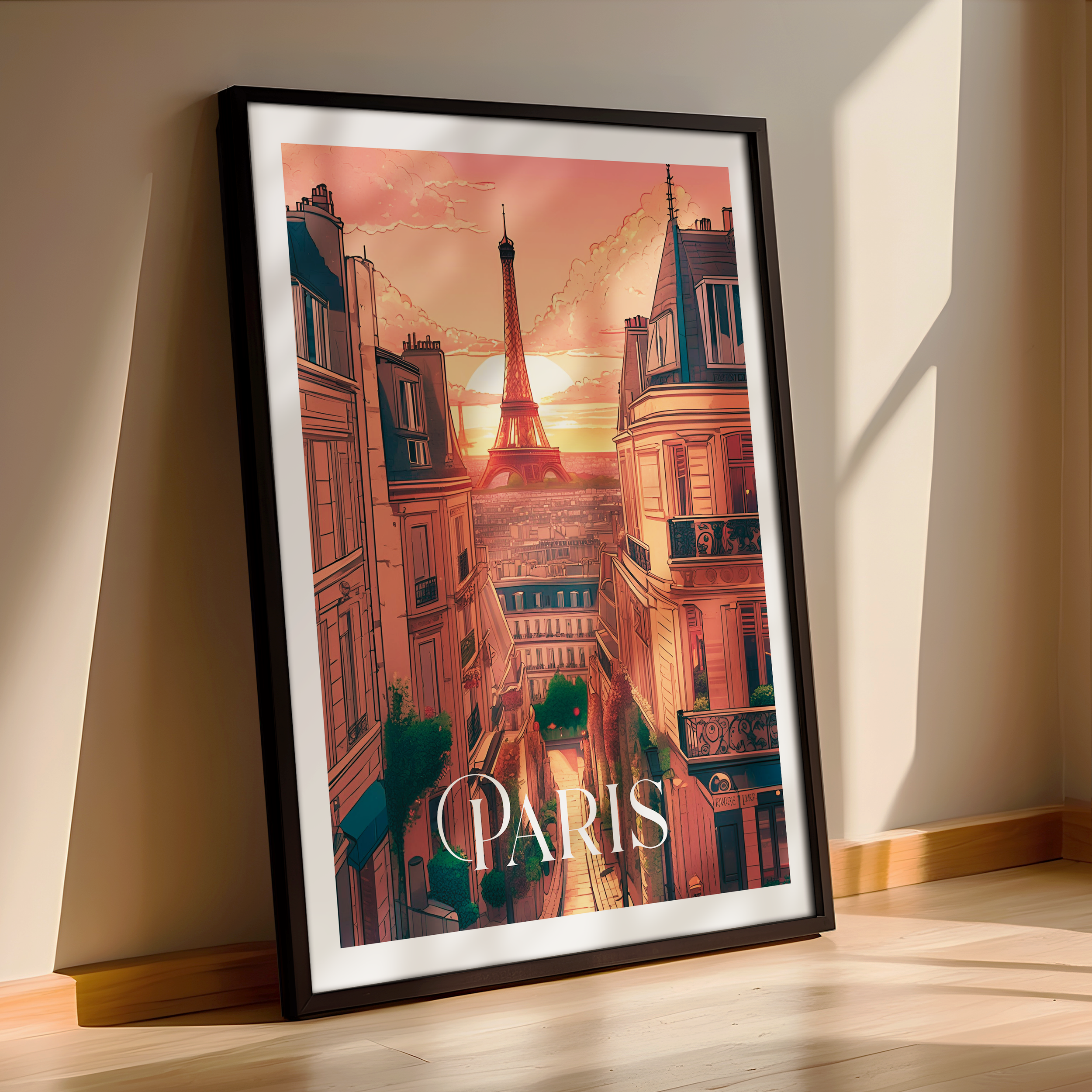 Illustrated Paris Poster – A Modern Framed Print